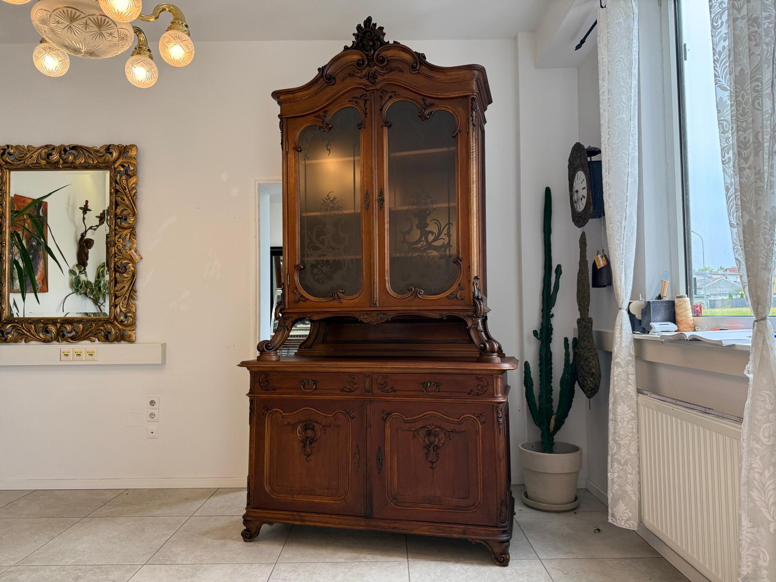 SALE Pfeiferlbarock Aufsatzbuffet Altarschrank Aufsatzschrank Eichenholz  – D2657