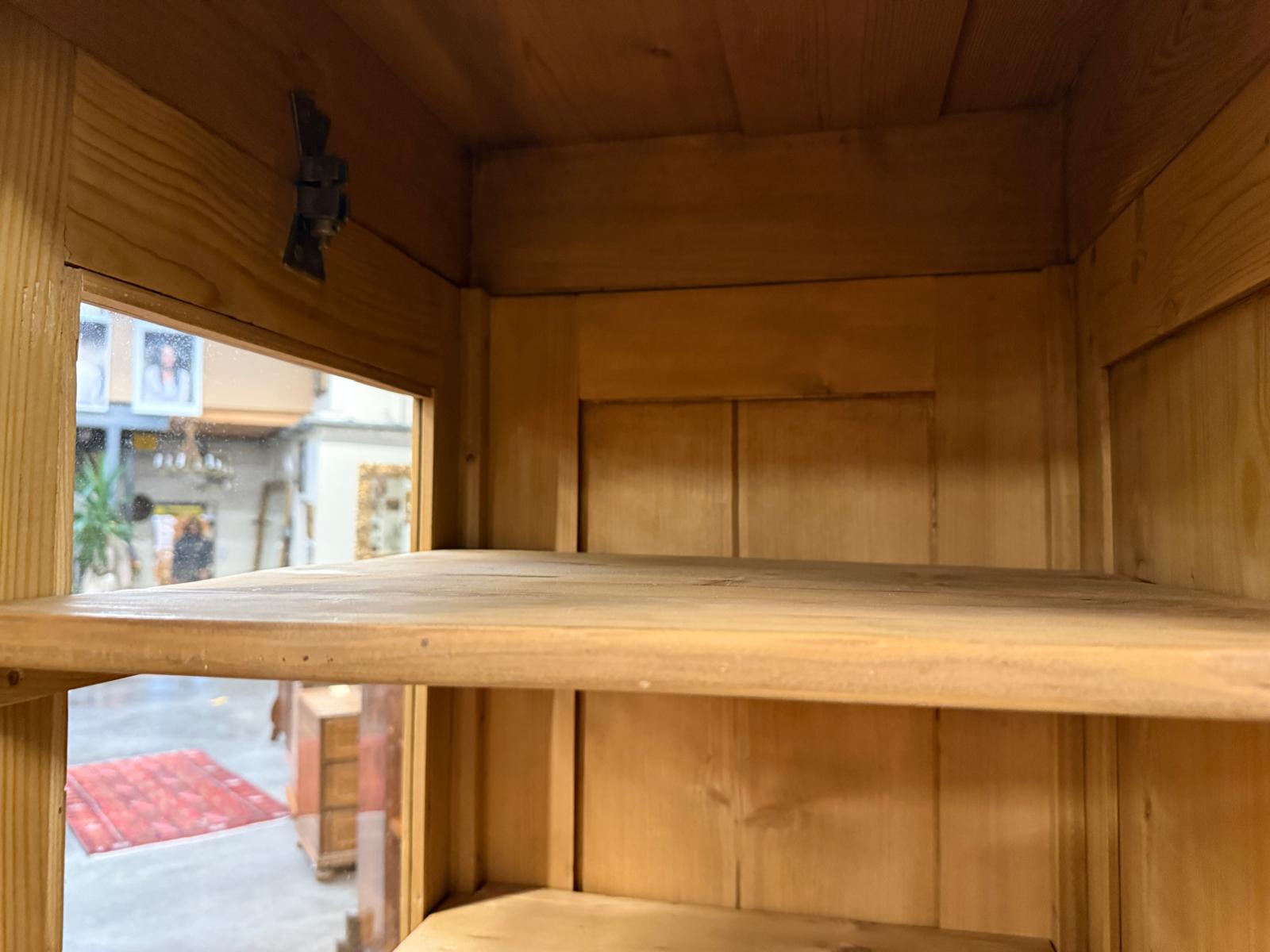 Antiker Bäuerlicher Bücherschrank Große Bibliotheksvitrine Glasschrank G2265