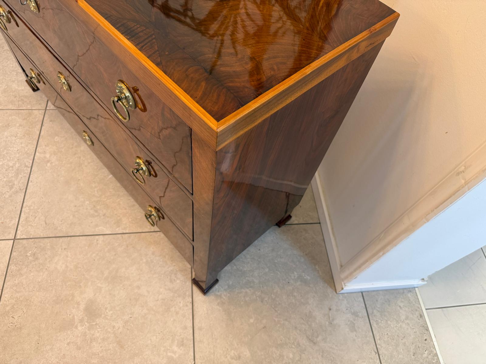 Biedermeier Kommode 3 Ladenkommode Nussholz Antiquität Restauriert D2688