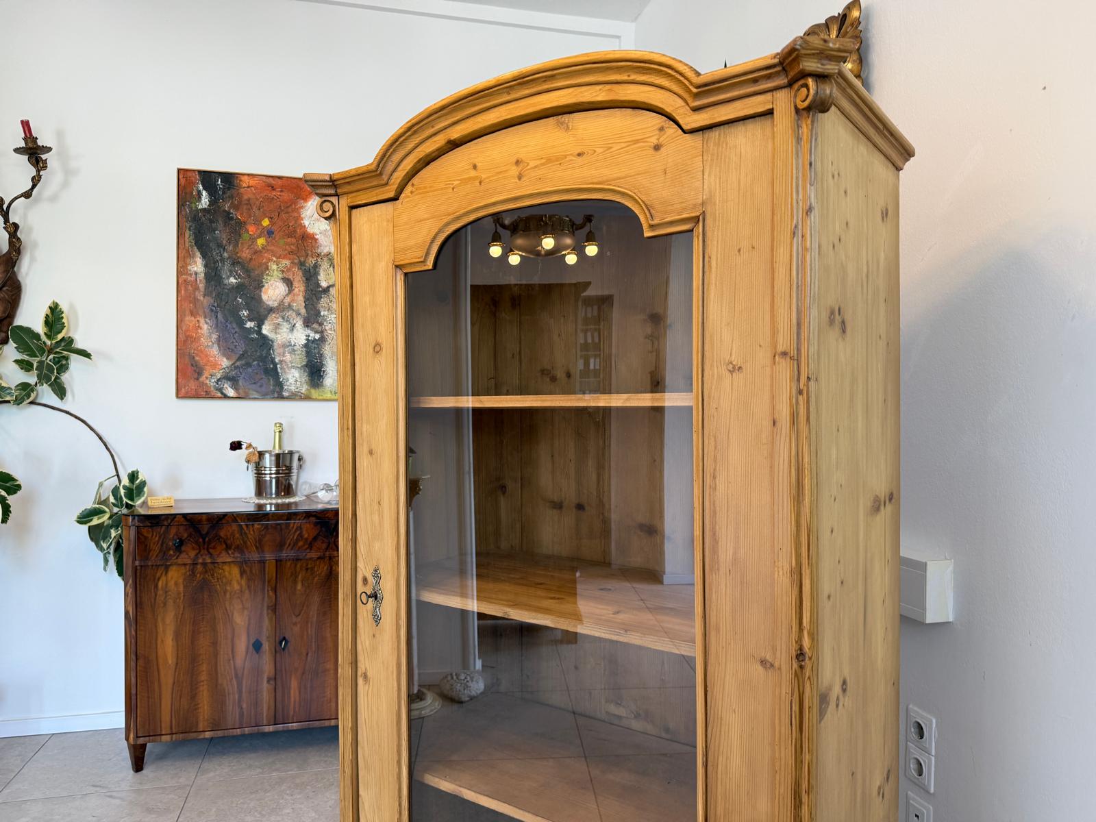 Bäuerliche Vitrine Bauernvitrine Bauernschrank Naturholz Bücherschrank G2011