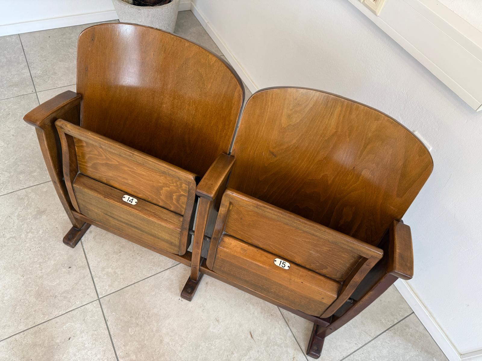 Original Wiener Kinosessel 2er Sitz Klappstuhl Stuhl Nostalgie G1723