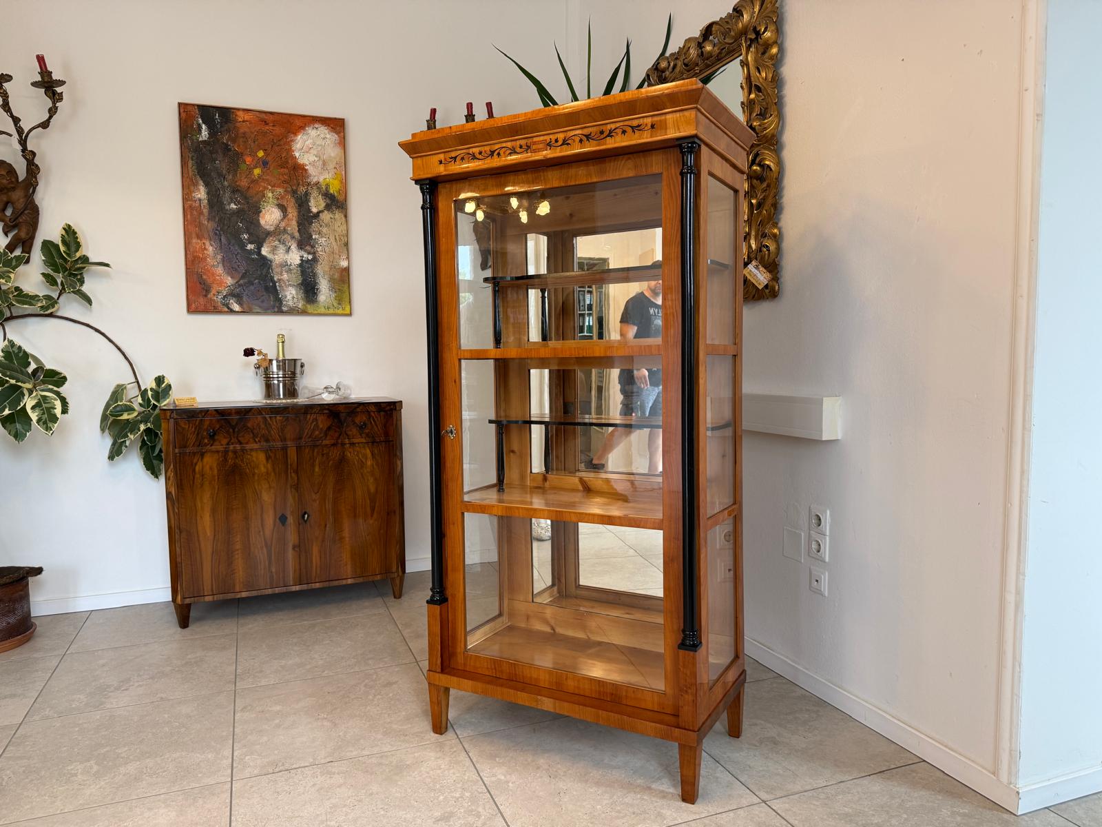 Restaurierte Biedermeier Vitrine Bücherschrank Glasschrank G2050
