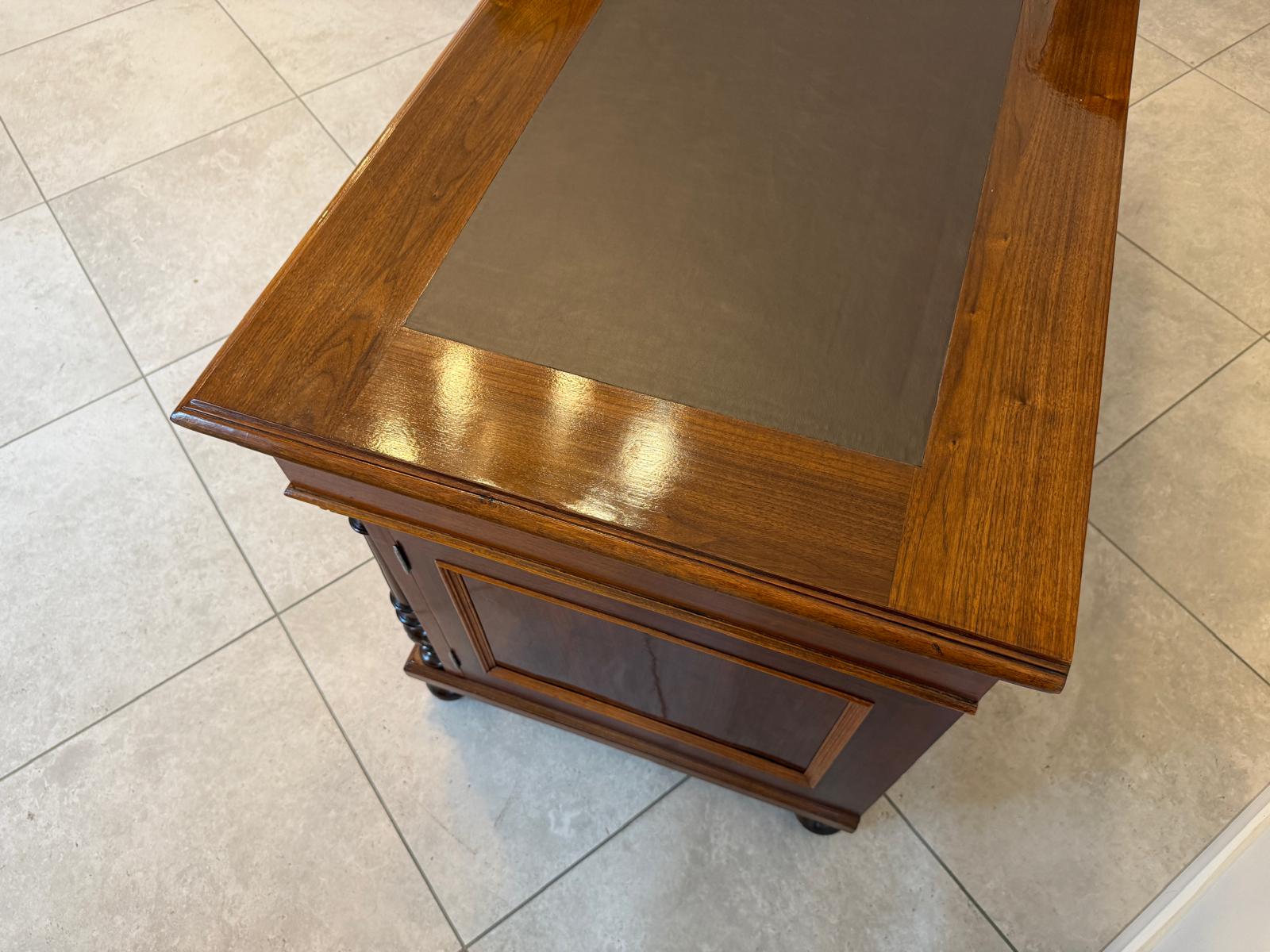 Restaurierter Original Gründerzeit Säulen Schreibtisch Sekretär Eichenholz G2240