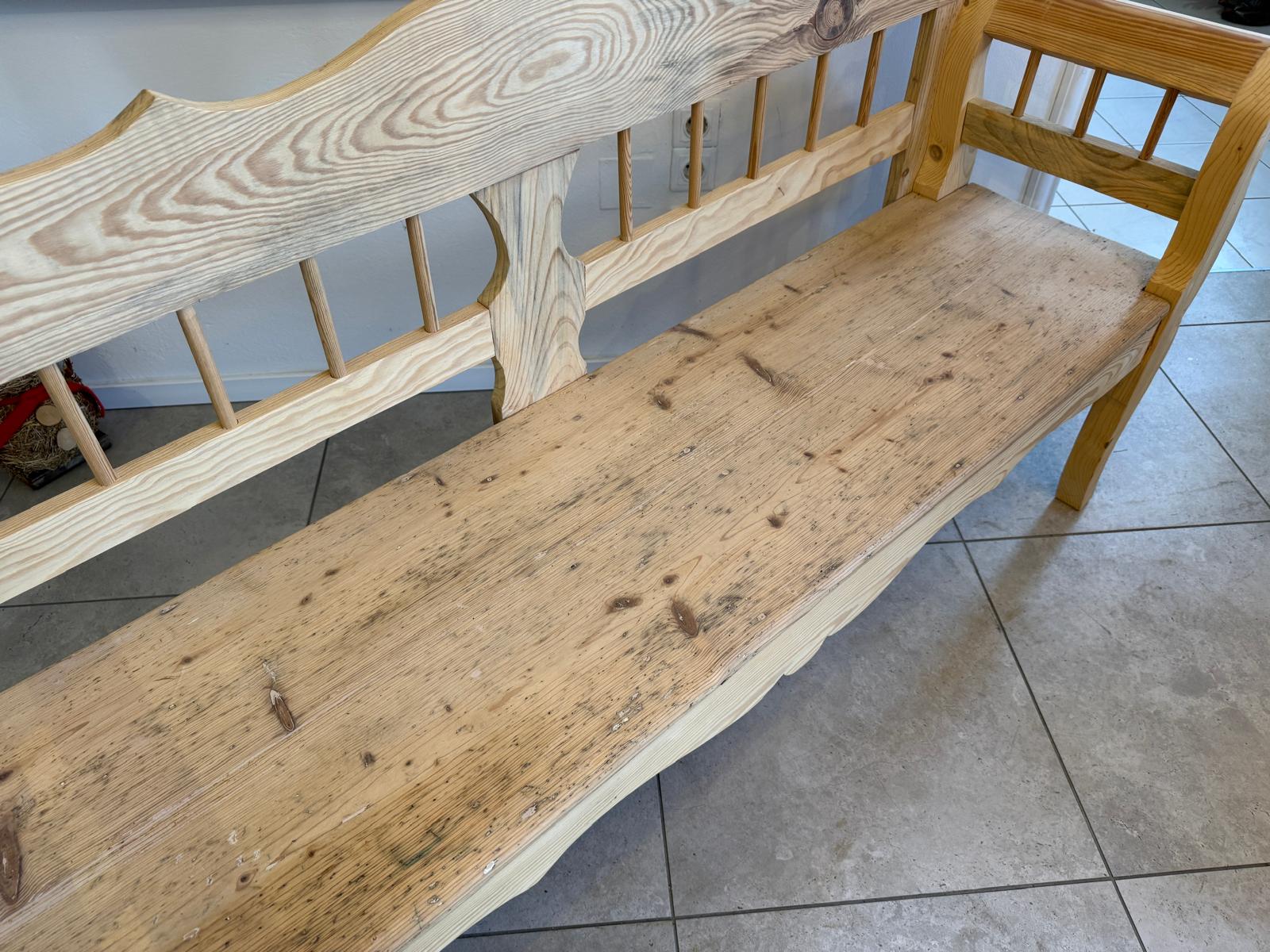 Provinzielle alte Landhausbank Küchenbank aus Holz Weichholzbank G2377