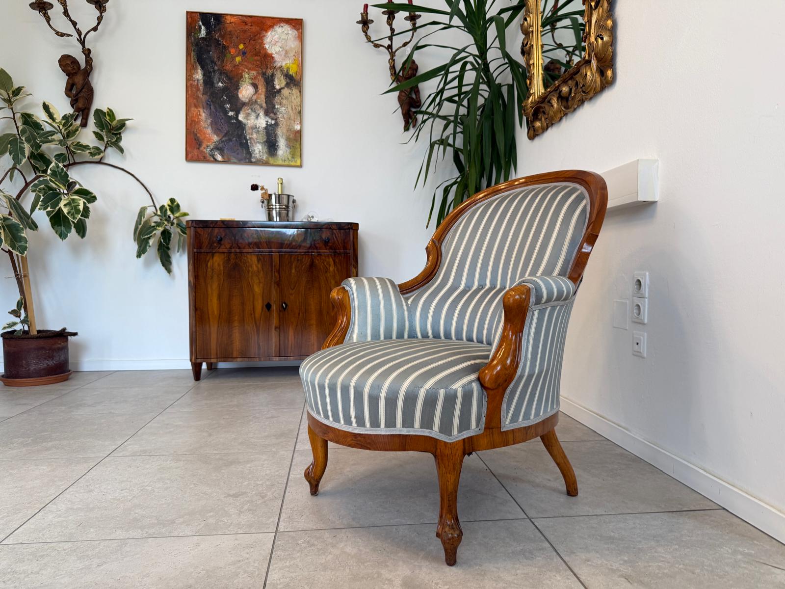 Biedermeier Fauteuill Nussholz Rarität Antiquität G1859-1
