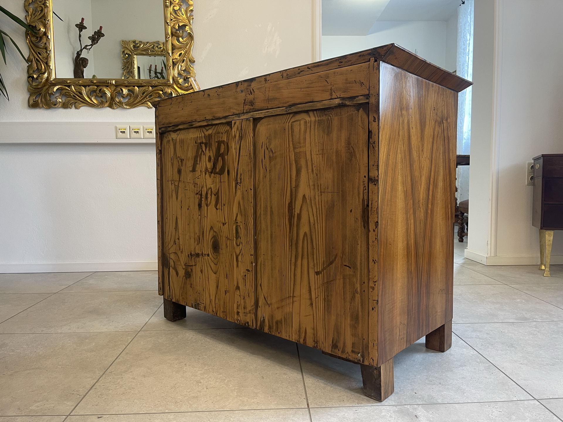 Biedermeier-Barock-11 Sale Restaurierte Biedermeier Anrichte Trumeau Nussholz A4019