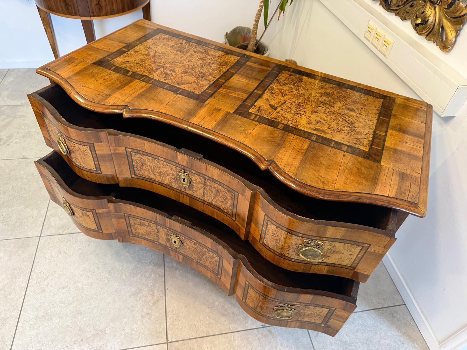 Authentische Barock Kommode Obstholz Marketerien Antiquität Nussholz  G2375