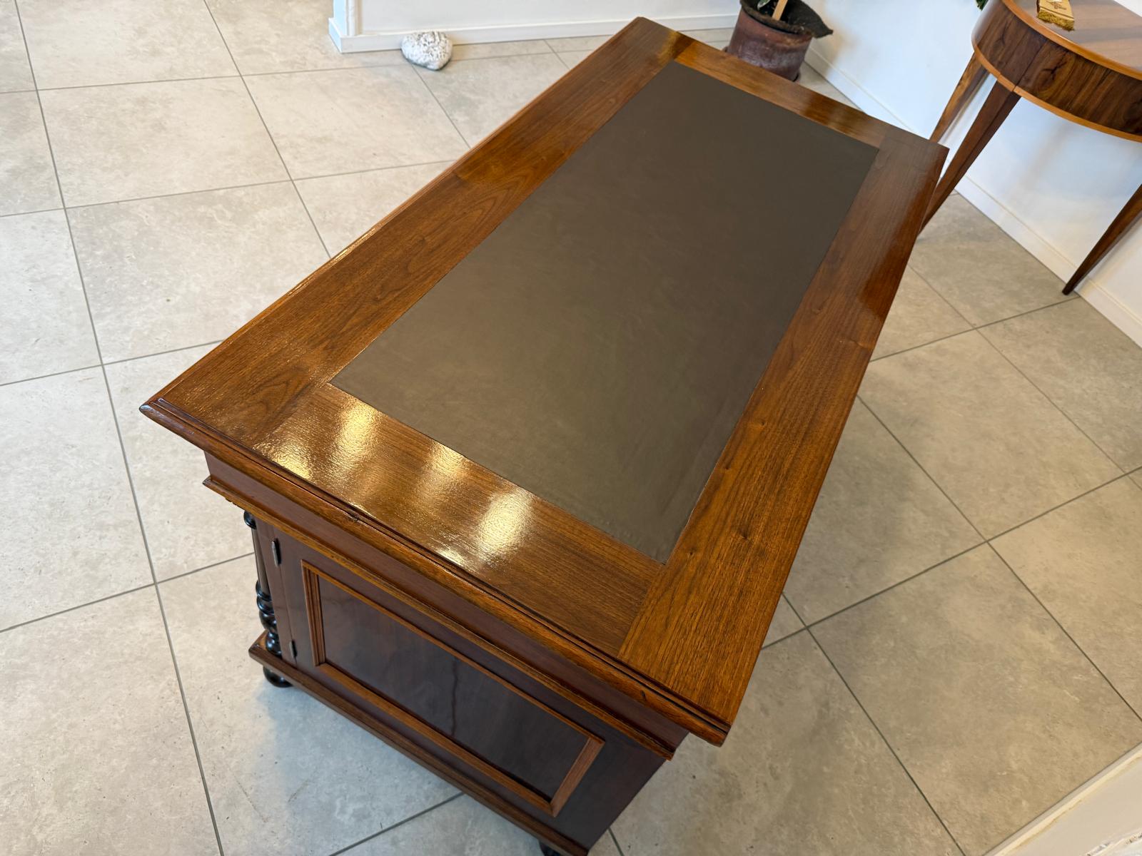 Restaurierter Original Gründerzeit Säulen Schreibtisch Sekretär Eichenholz G2240