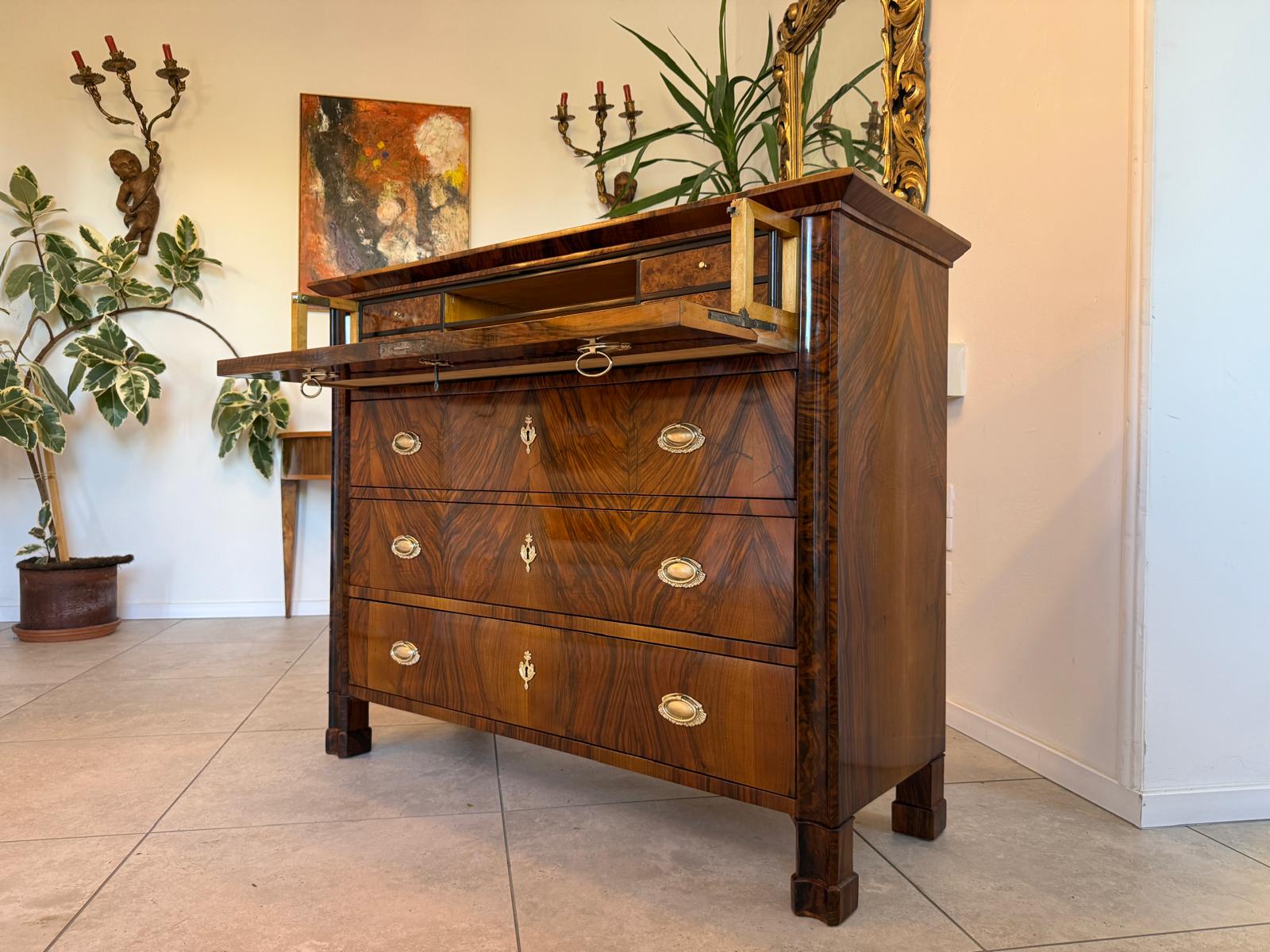 SALE Restaurierte Biedermeier Schreibkommode Nussholz Antiquität Antikmöbel G2159