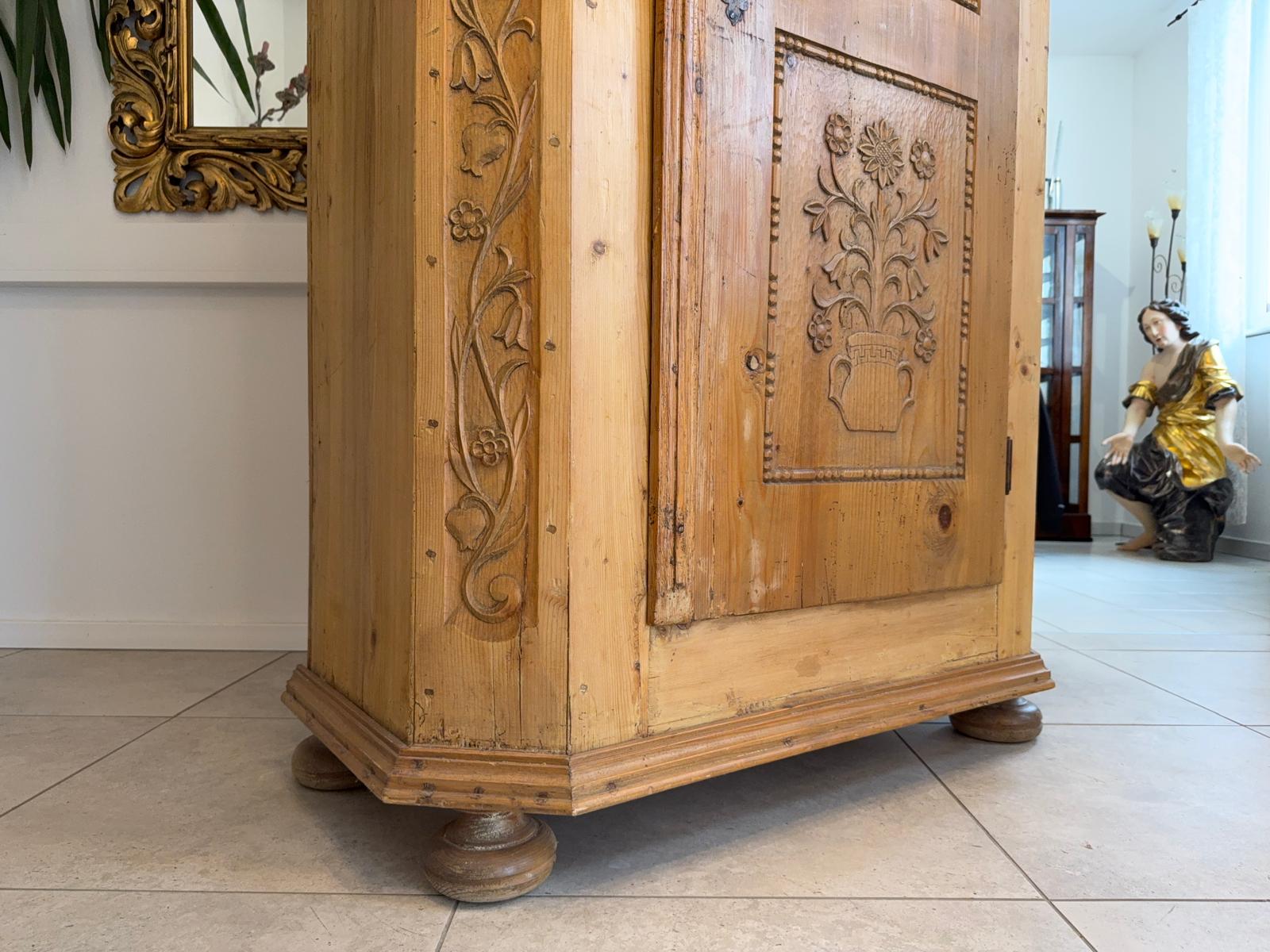 Originaler Biedermeier Bauernschrank Naturholzschrank G2119