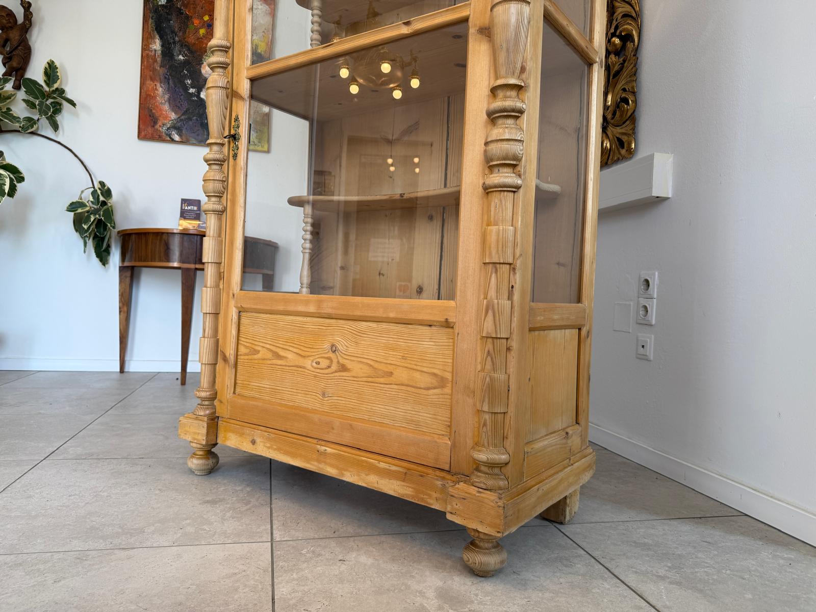 Originale Vitrine Bauernschrank Naturholz Bücherschrank Bauernvitrine Antik G2144