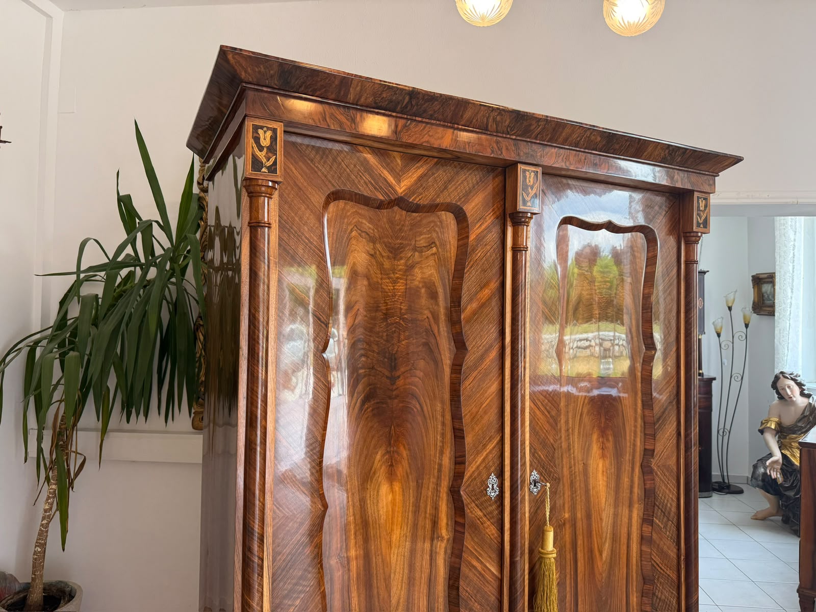  Empire Säulen Hallenschrank Restauriert Antik Antiquität Restauriert D2683