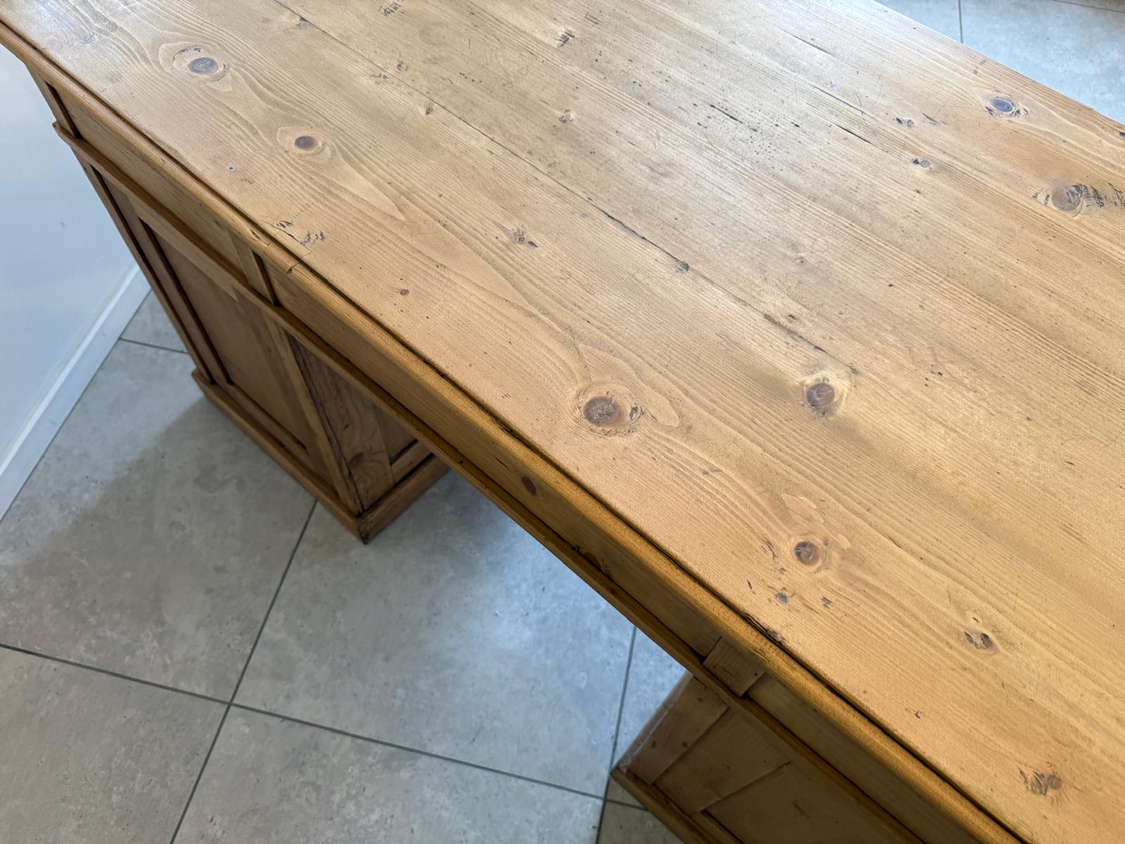 Bäuerlicher Naturholz Jugendstil Schreibtisch - Massivholz Bauernmöbel G2136