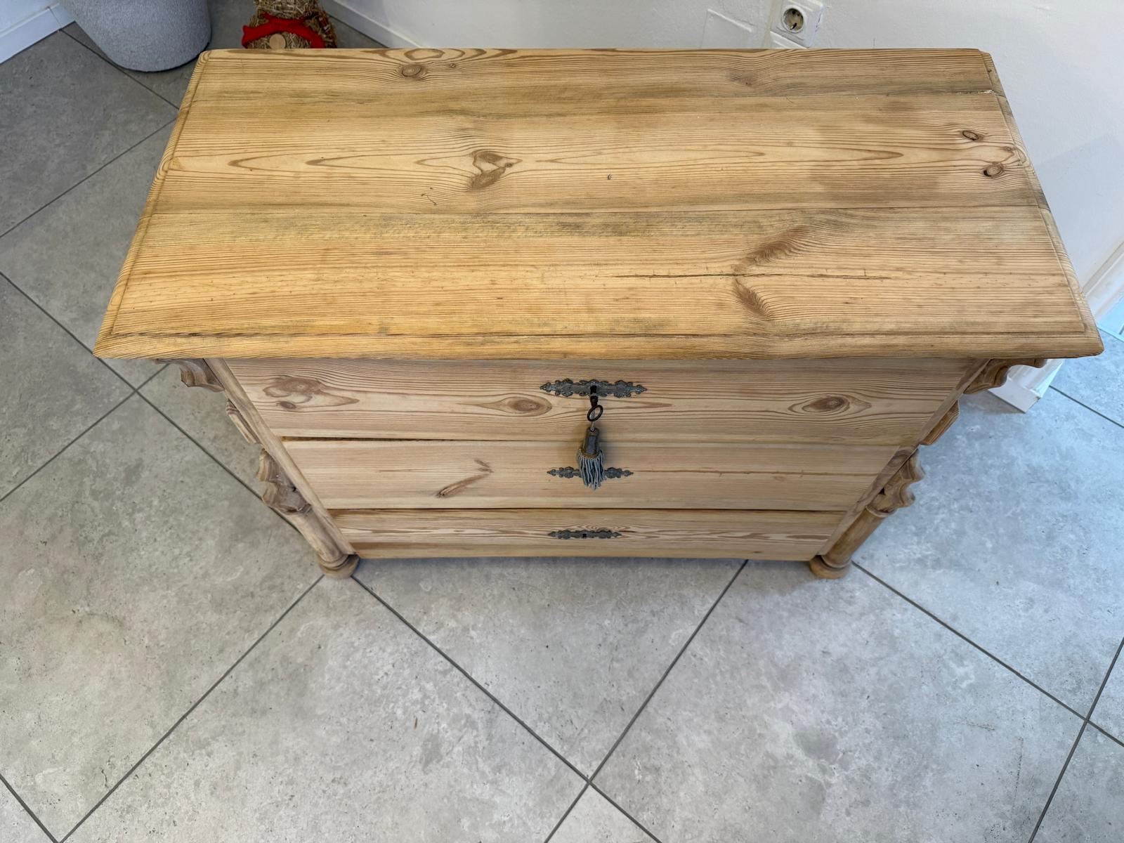 Restaurierte Gründerzeit 3 Laden Kommode Luize Phillipe Weichholz G2299