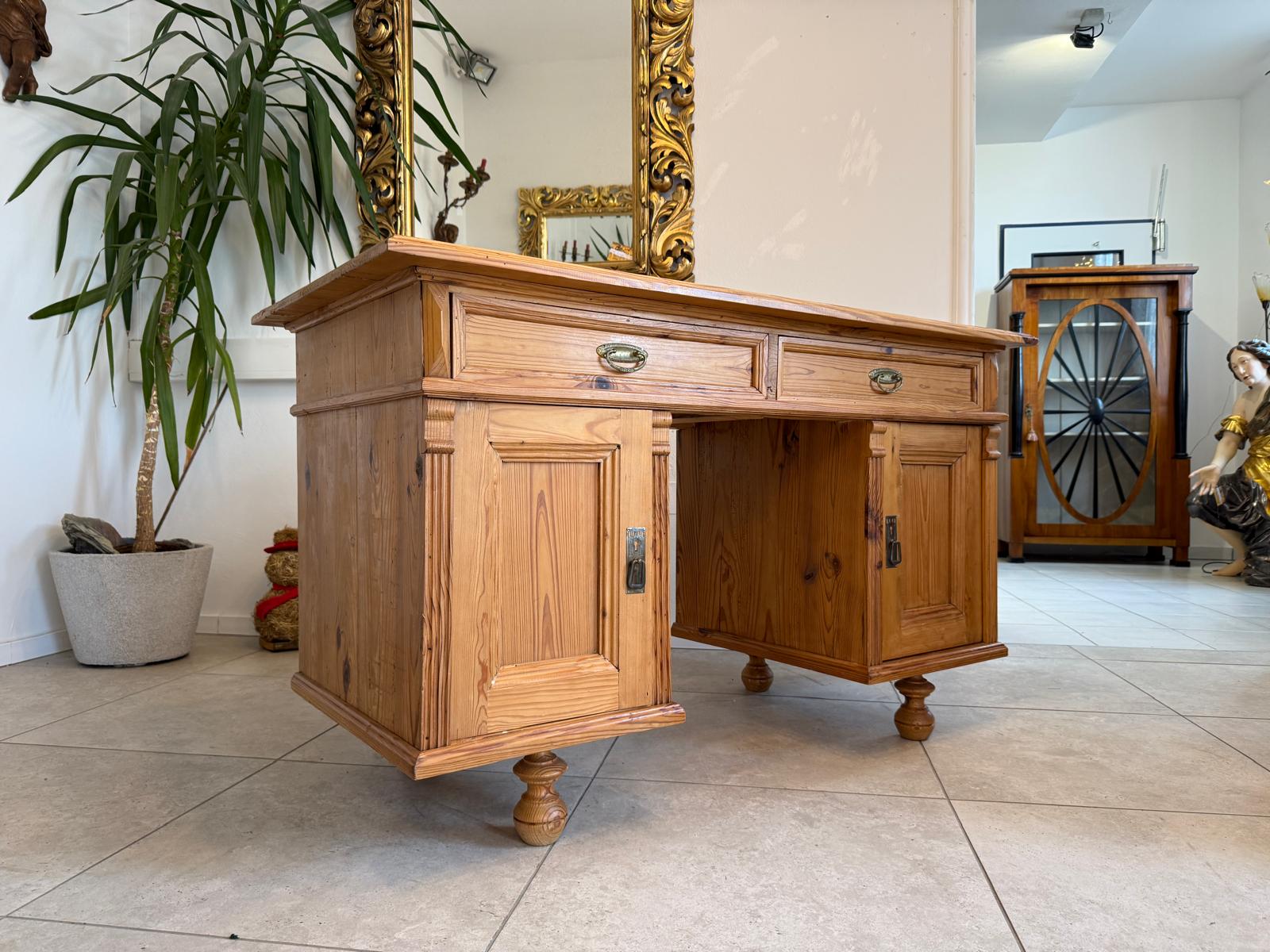 Bäuerlicher Gründerzeit Schreibtisch Sekretär Weichholz G2378