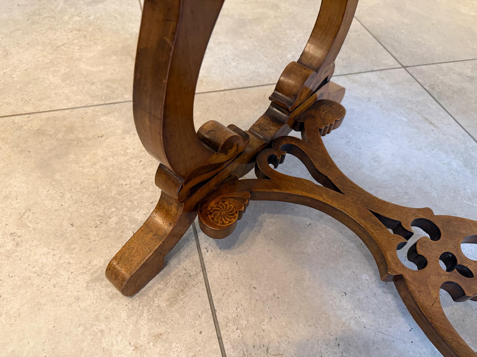 Biedermeier Tisch Schreibtisch Sekretär Marketiert Intarsien Antiquität G2373