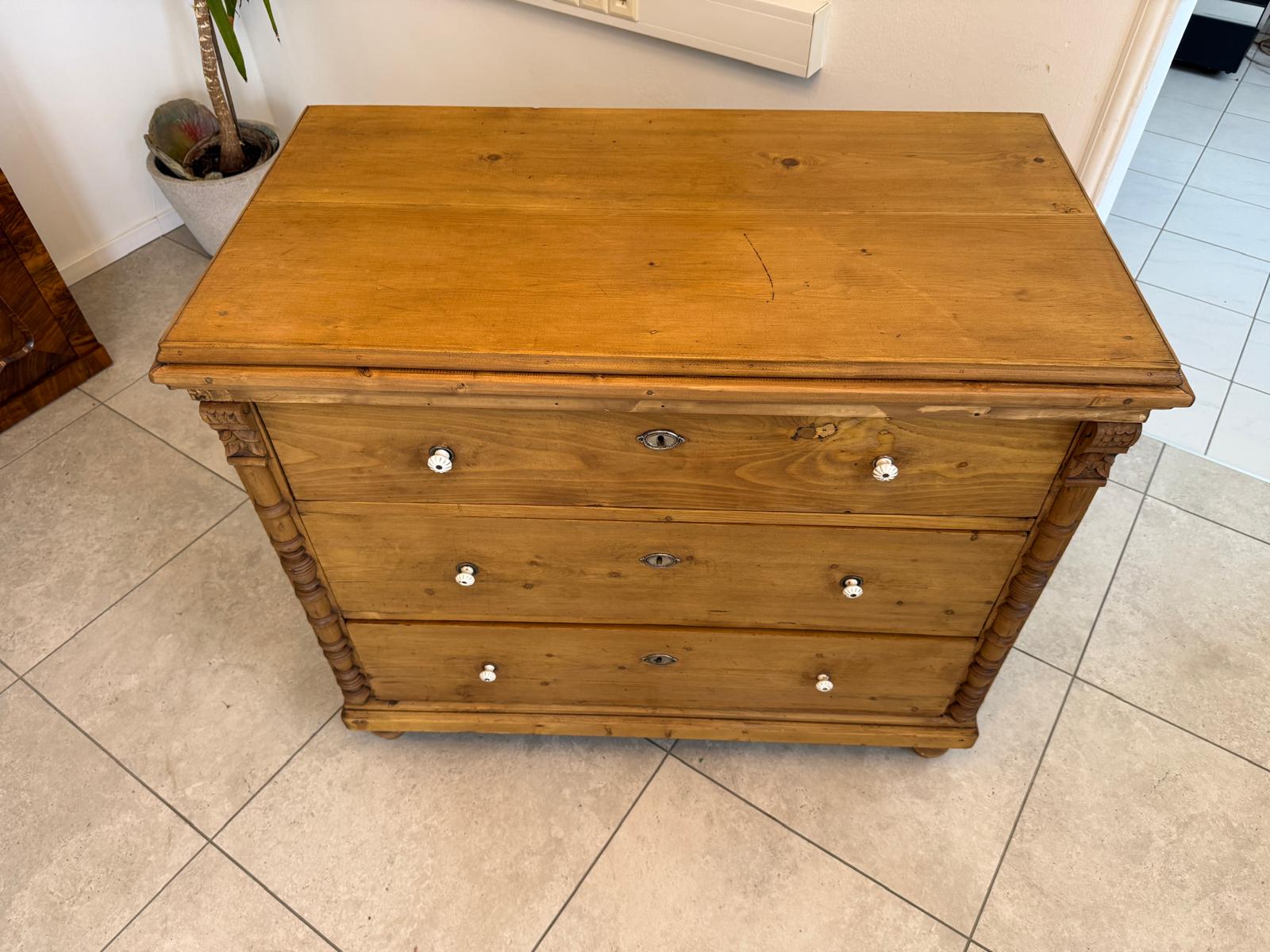 Biedermeier Kommode 3 Ladenkommode Antik Restauriert D2486