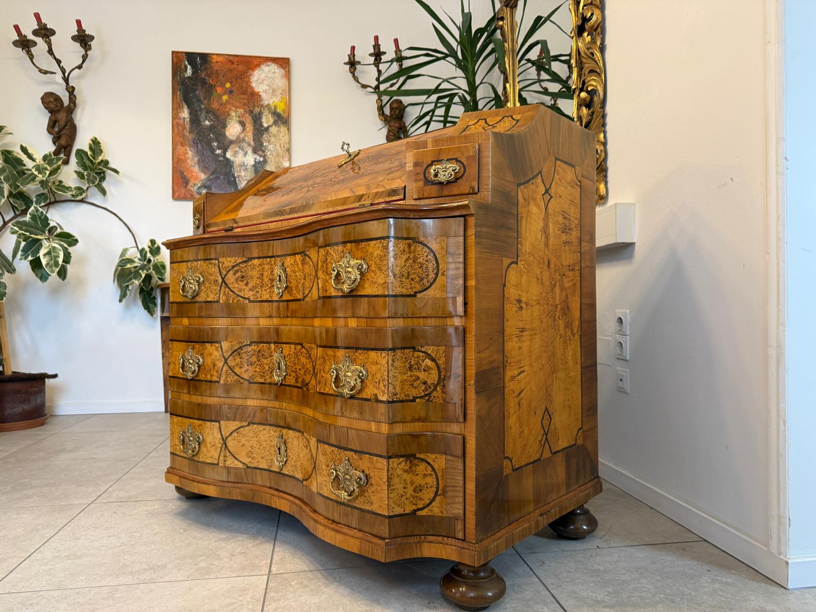 Authentischer Barock Schreibsekretär Sekretär Kommode Antiquität  G2374