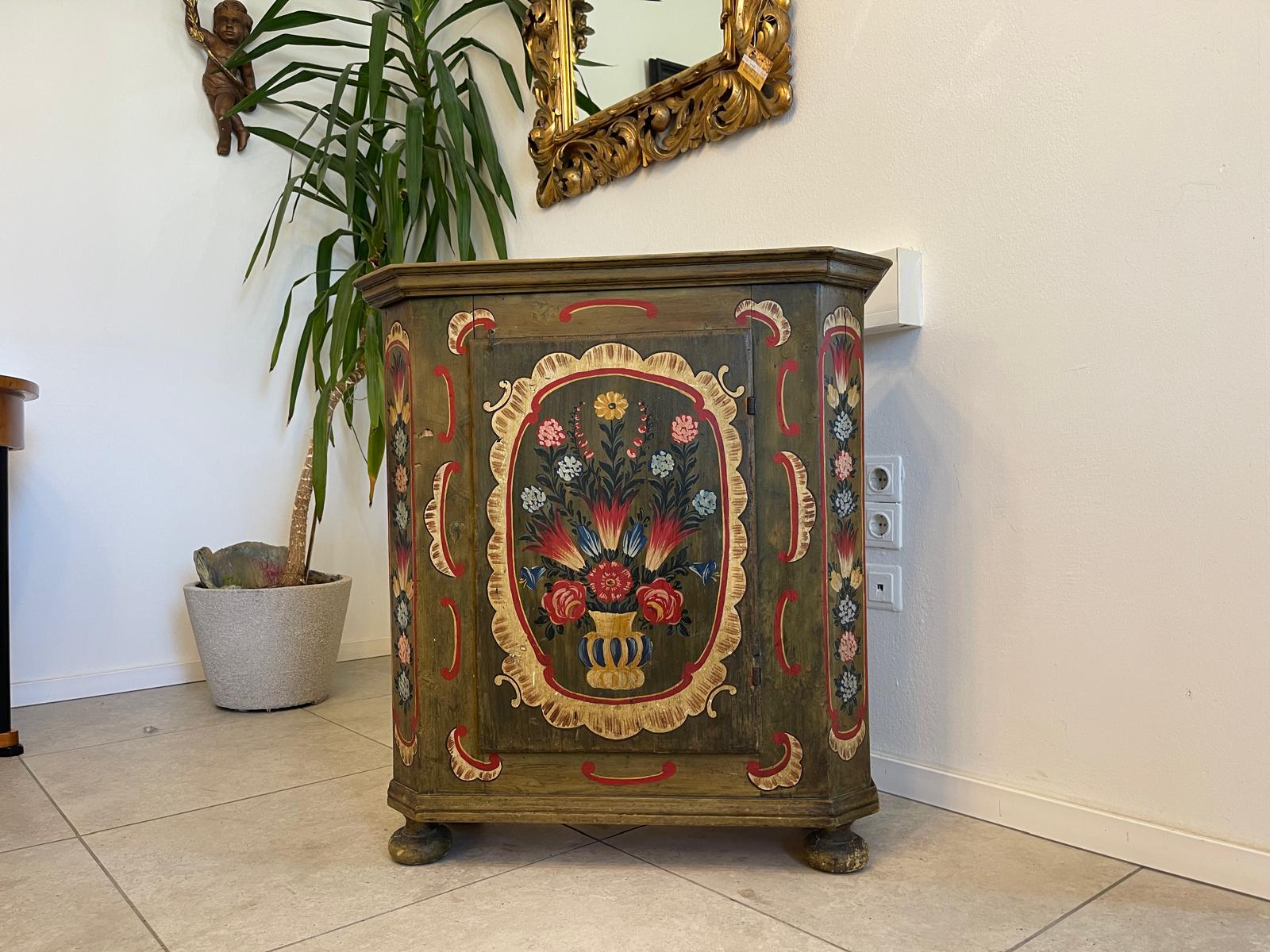 Bäuerliche Anrichte Sideboard Kasterl Bemalt Fichtenholz G1266