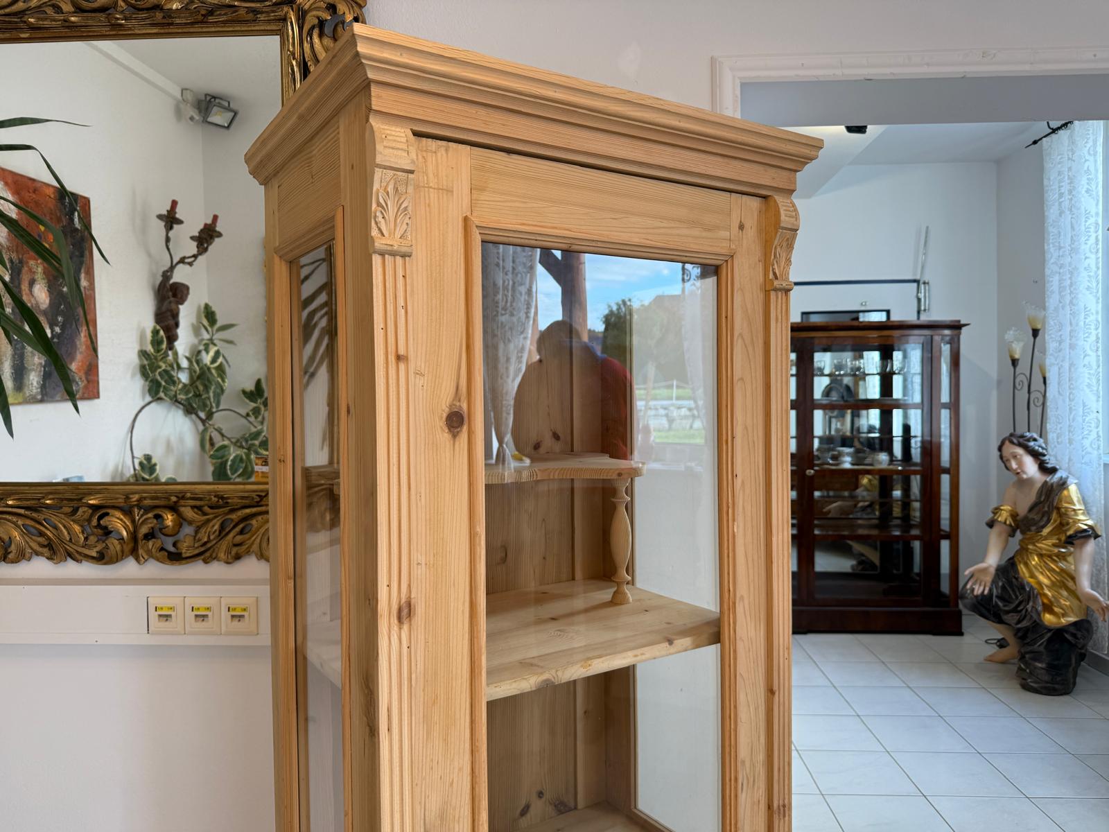 Bäuerliche Vitrine Bauernvitrine Bauernschrank Naturholz Vitrine G2147