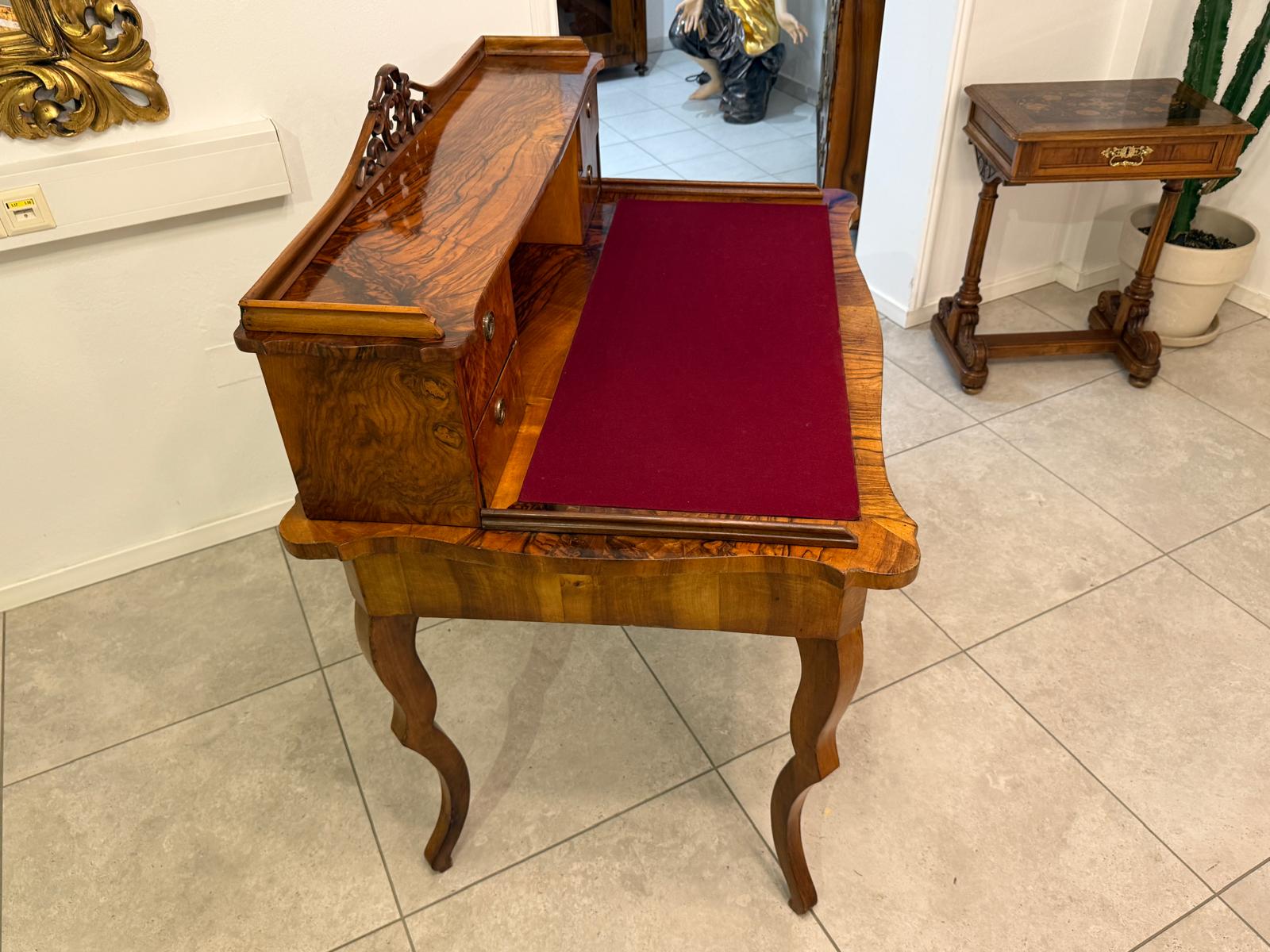 Spätbiedermeier Damen Sekretär Schreibtisch Nussholz G2261
