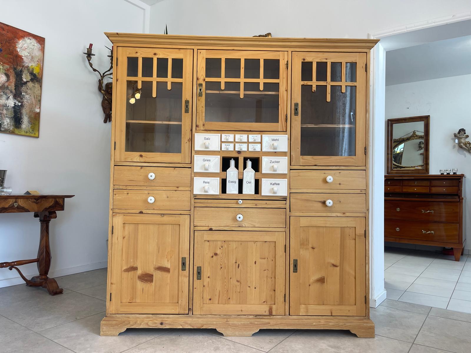 Originale Jugendstil Vitrine Glasschrank Naturholzmöbel Bauernmöbel G1712
