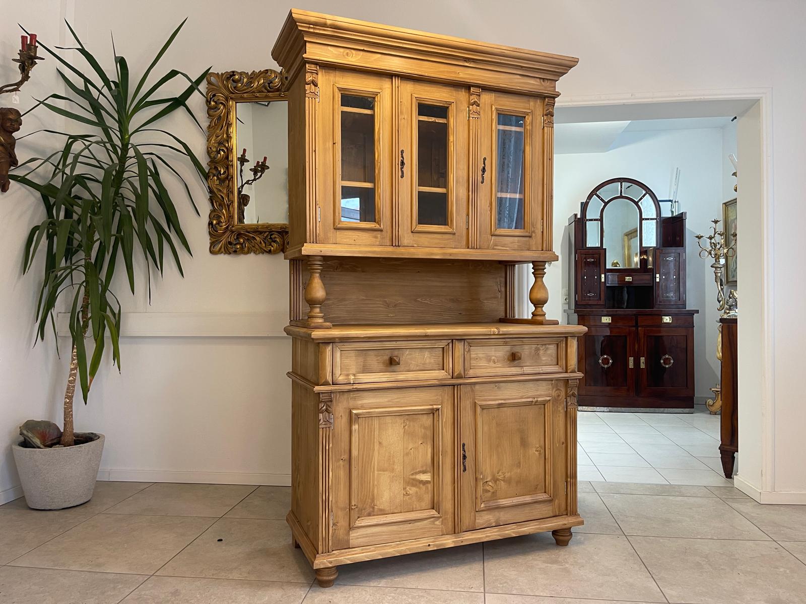 Bäuerlicher Gründerzeit Küchenschrank Vitrinenschrank G1504