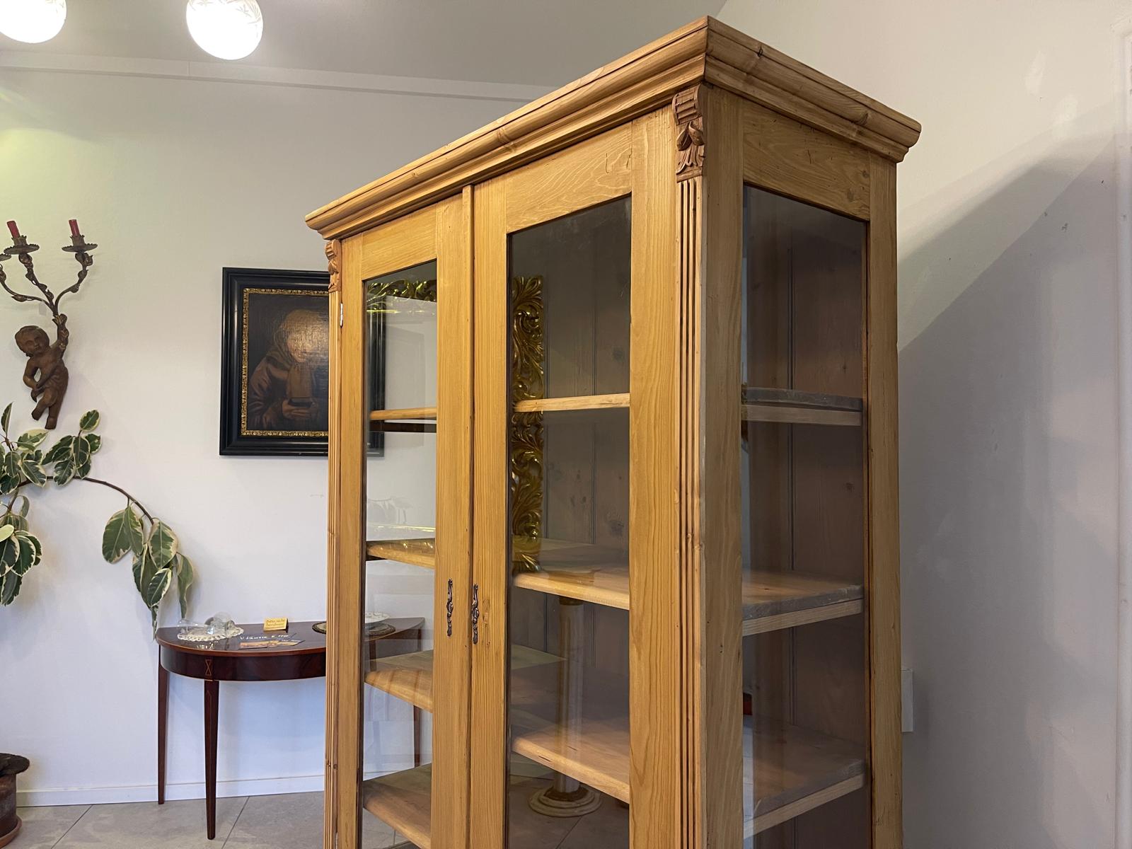 Bäuerliche Vitrine Bauernvitrine Bauernschrank Naturholz Bücherschrank Bauernmöbel A5132
