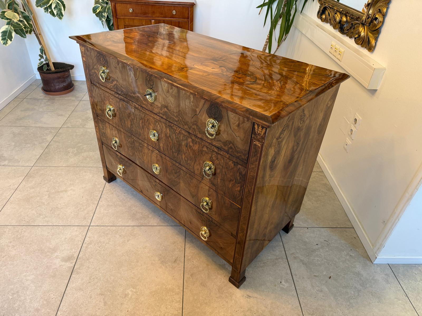 Restaurierte Biedermeier Kommode 4 Ladenkommode Nussholz Antiquität D1217