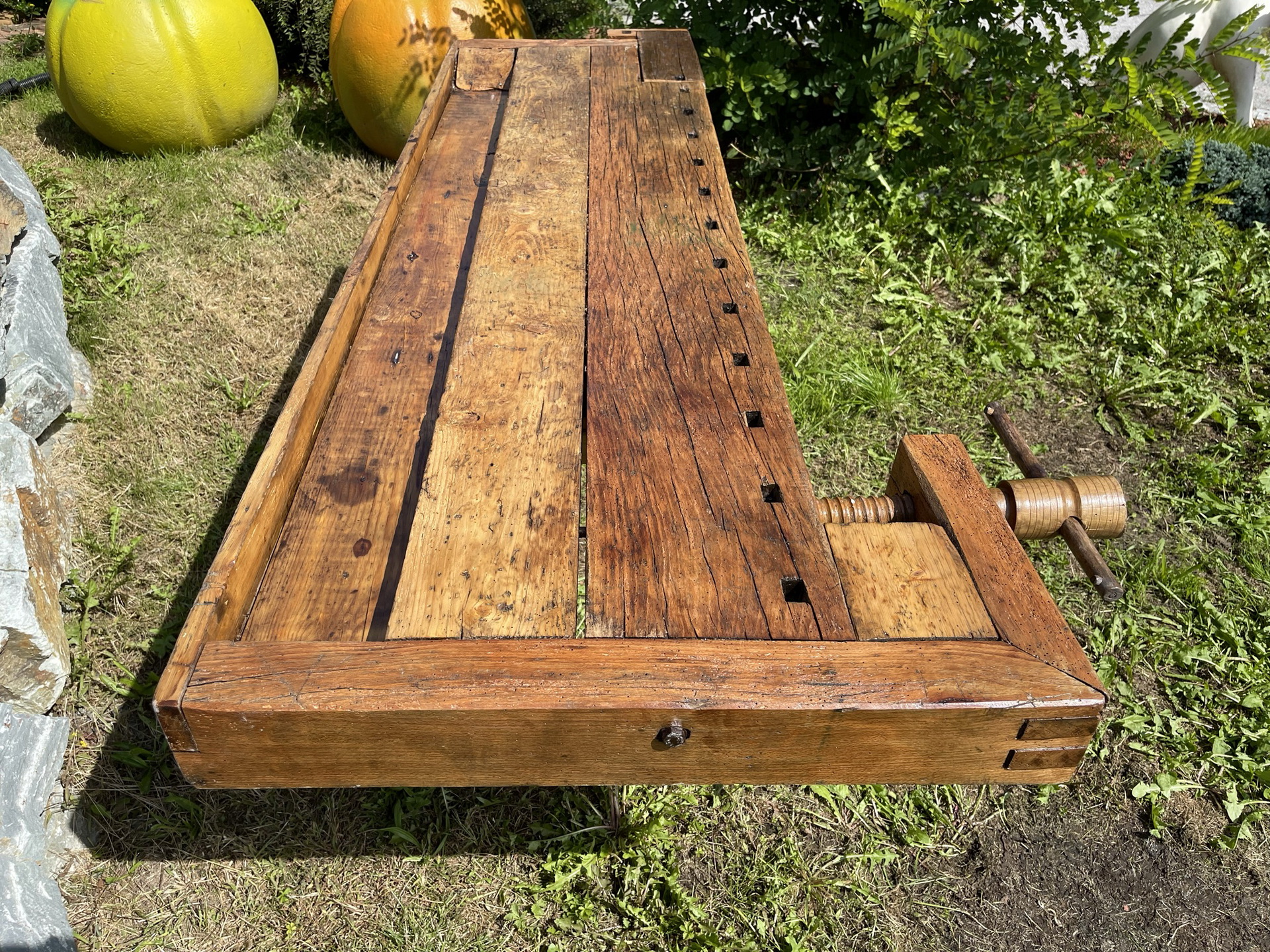 Barock-Biedermeier_09T47jU8o8ueOS5 urige restaurierte Hobelbank, Werkbank, Küchentisch A3063