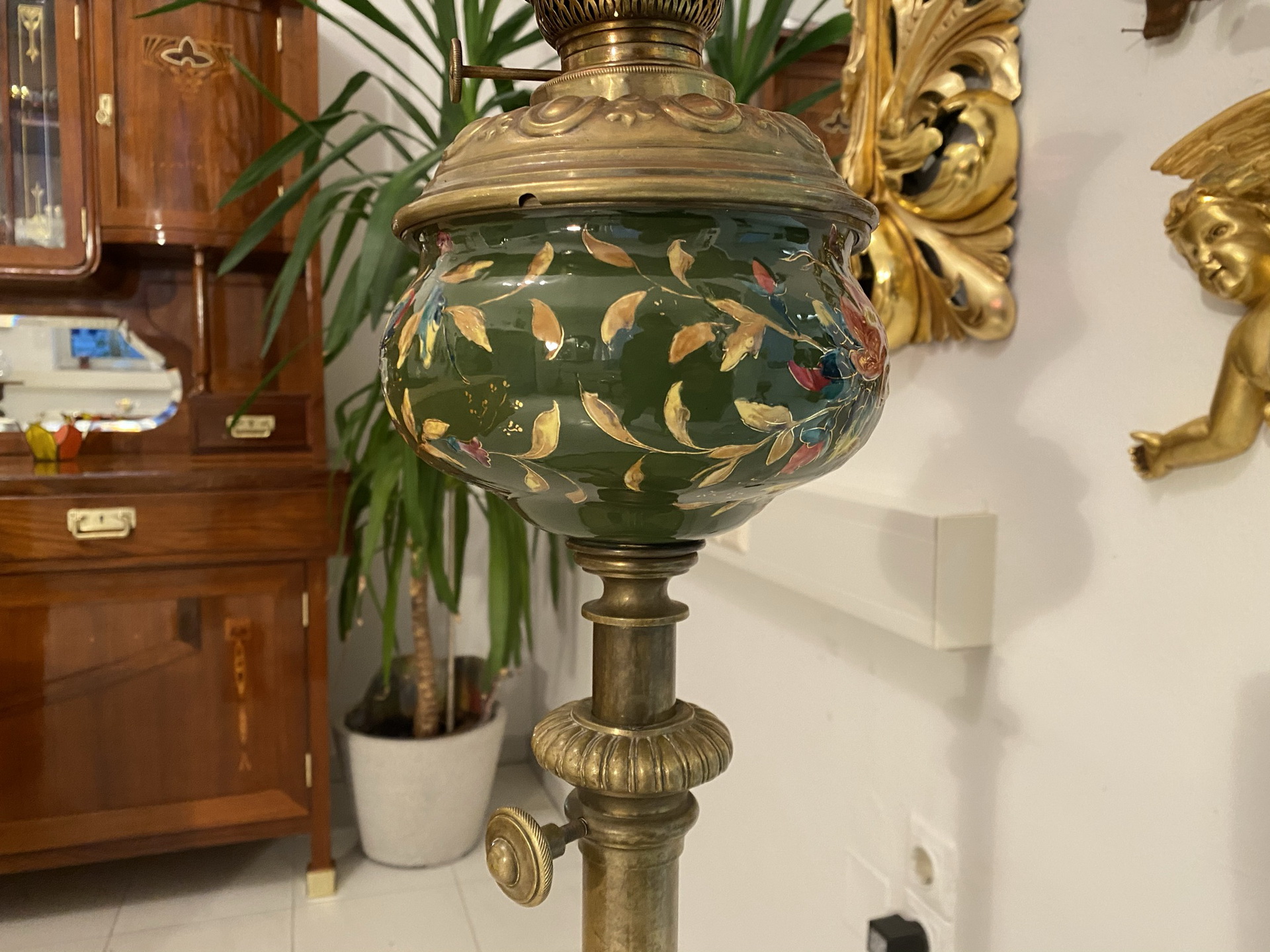 Barock-Biedermeier-Antik_04 originale prächtige Zimmerleuchte Petroleumleuchte Traumlampe A3024