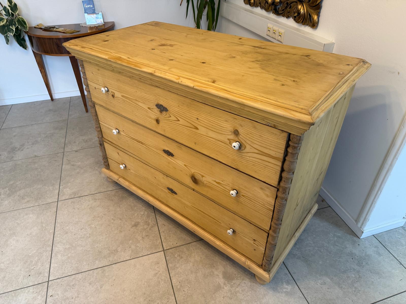 Originale Gründerzeit Kommode Restauriert Fichtenholz Antik D1081