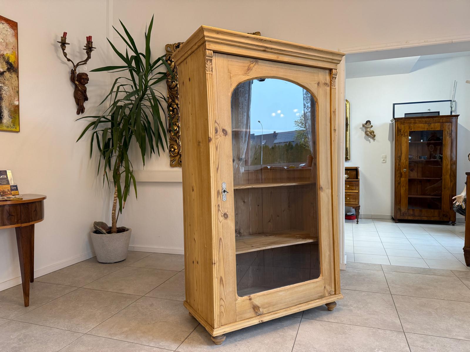 Bäuerliche Gründerzeit Vitrine Bauernvitrine Bauernschrank Naturholz G2216