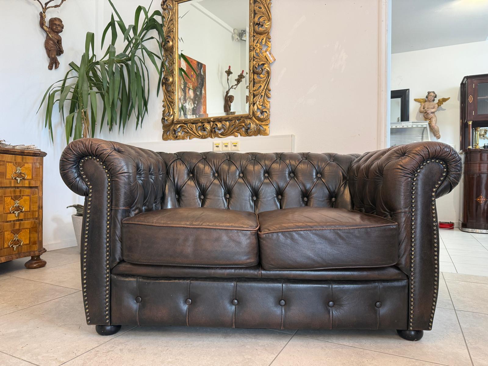 Chesterfield 2er Clubsofa Couch Zigarrenbraun D2757