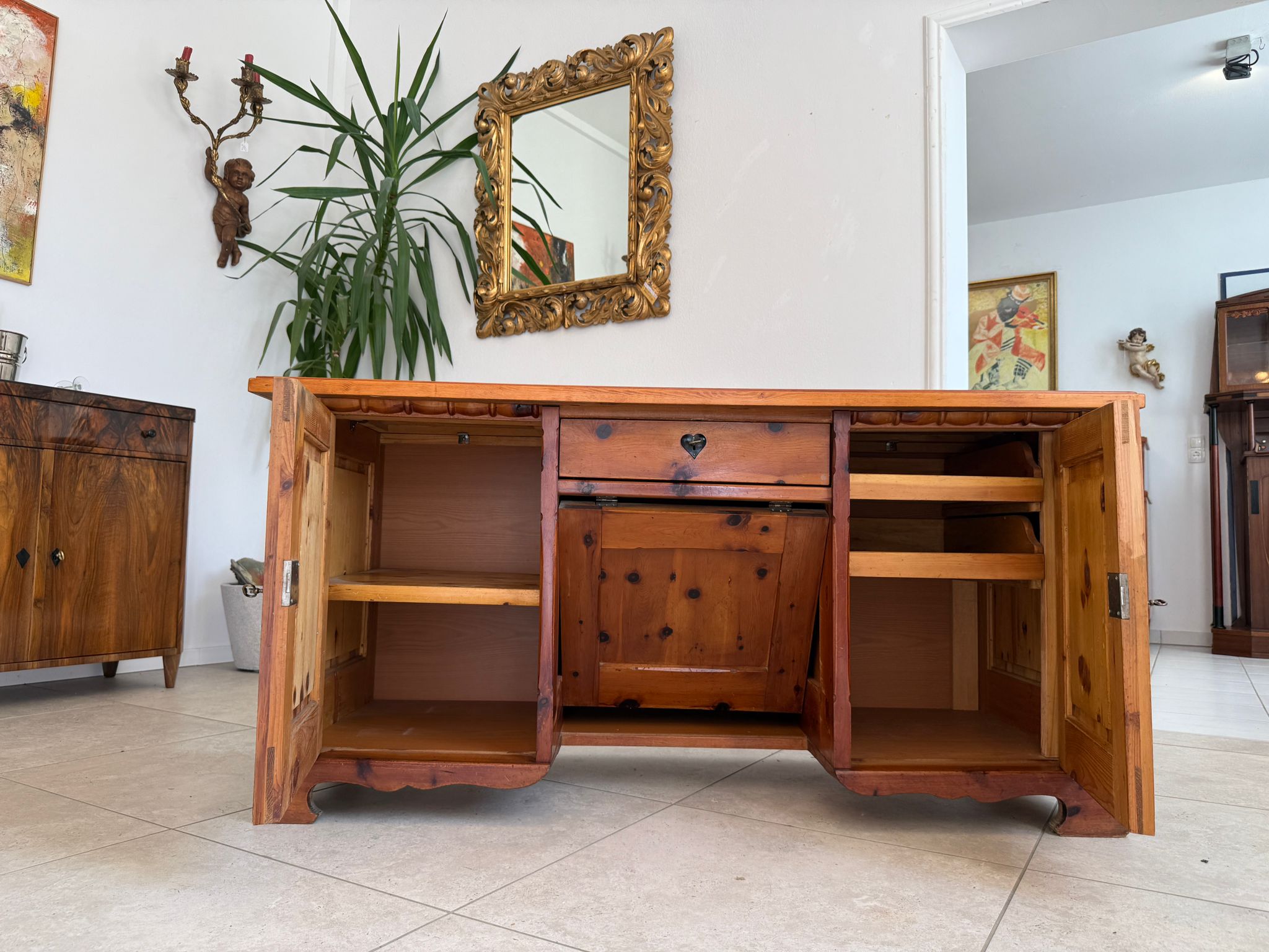 Alter Naturholz Schreibtisch Zirbenholz Sekretär G1924