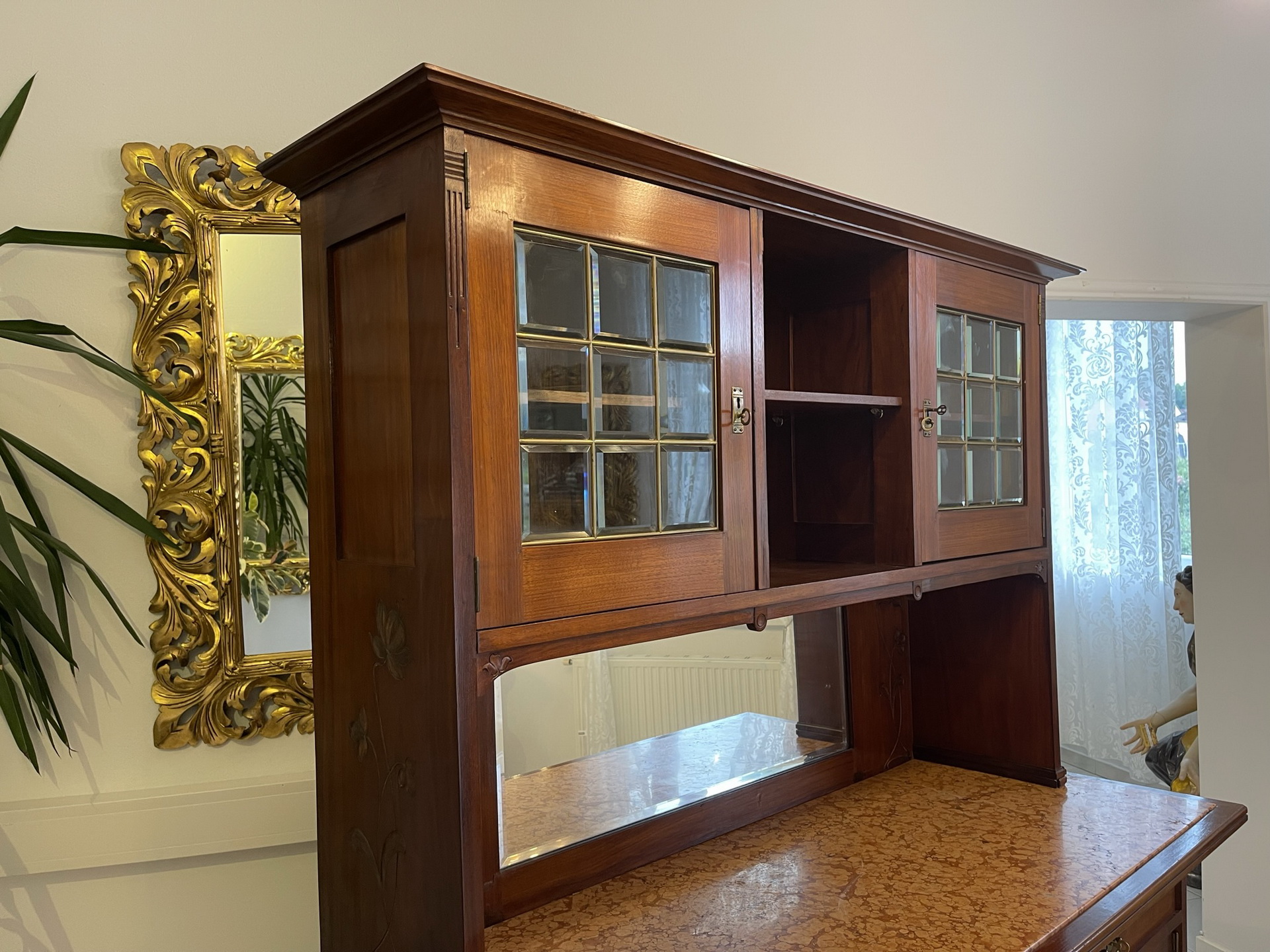 Jugendstil Aufsatzbuffet Bücherschrank Original  B1571