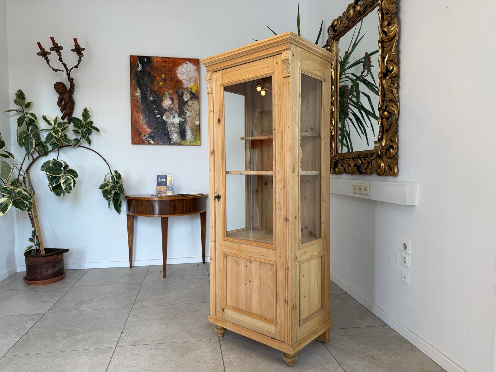 Bäuerliche Vitrine Bauernvitrine Bauernschrank Naturholz Vitrine G2147