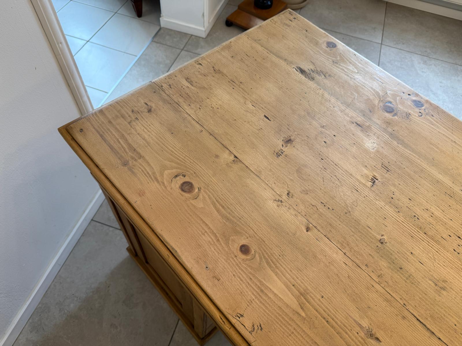 Bäuerlicher Naturholz Jugendstil Schreibtisch - Massivholz Bauernmöbel G2136