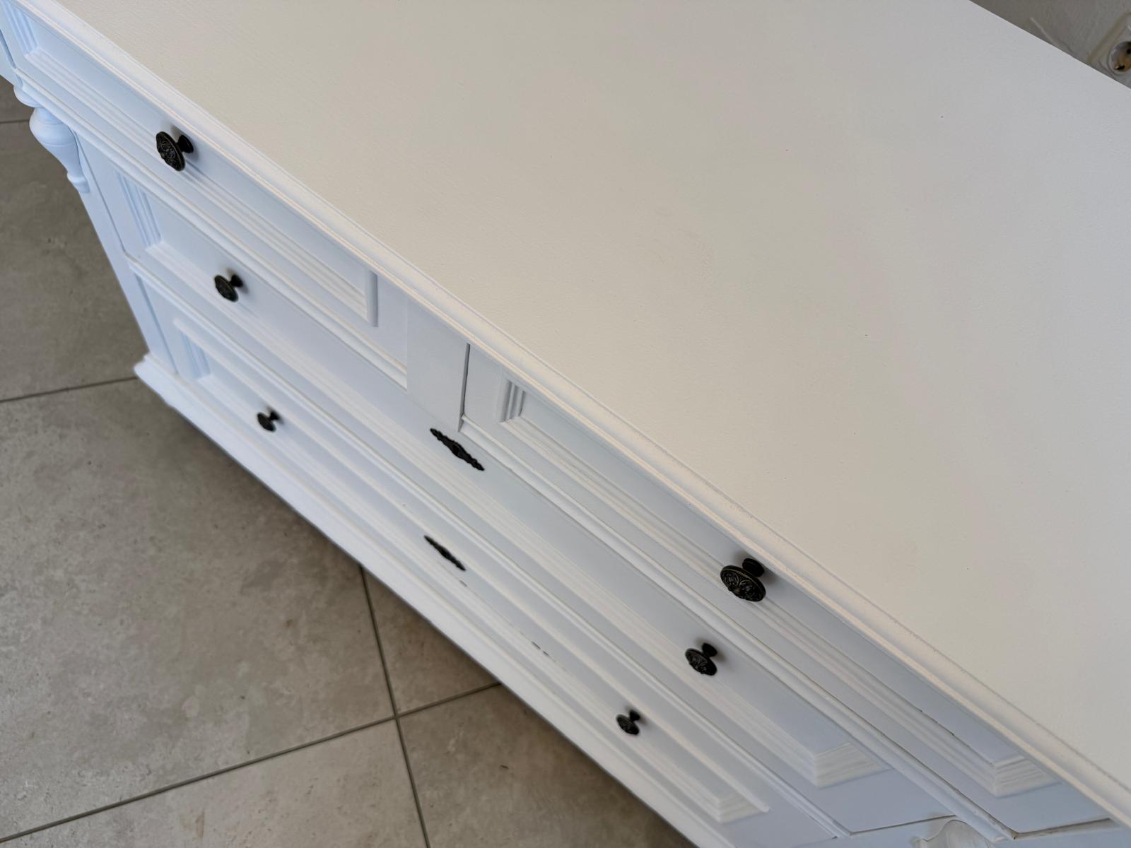 Bäuerliche Gründerzeit Anrichte Sideboard Kommode Naturholz  Weiss D2340