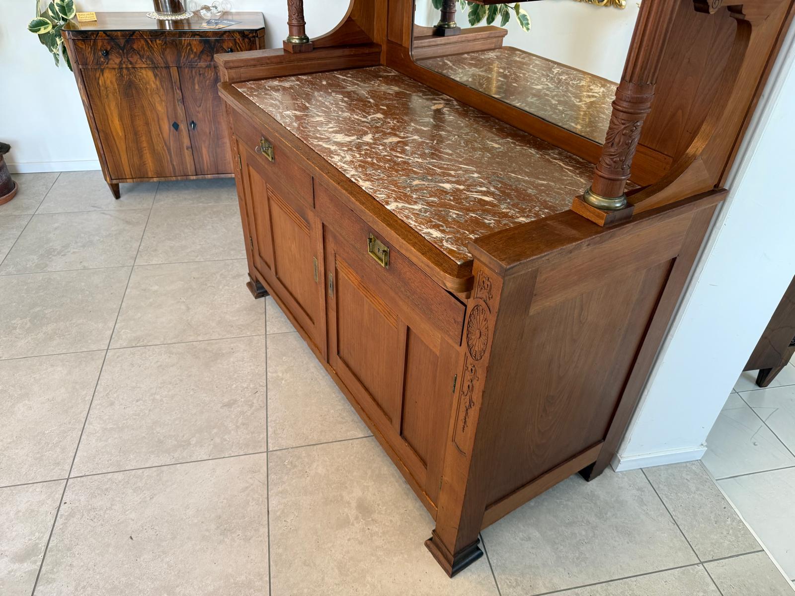 Originales Jugendstil Aufsatzbuffet Bücherschrank Vitrinenschrank G1985