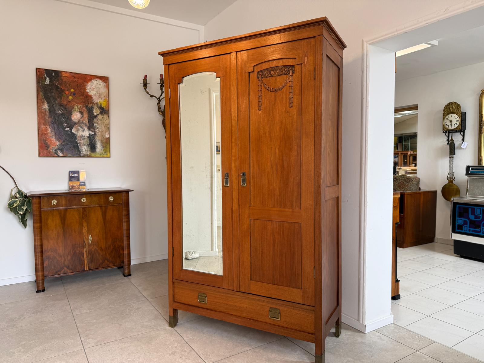 Jugendstil Schrank Kleiderschrank Spiegelschrank D2357