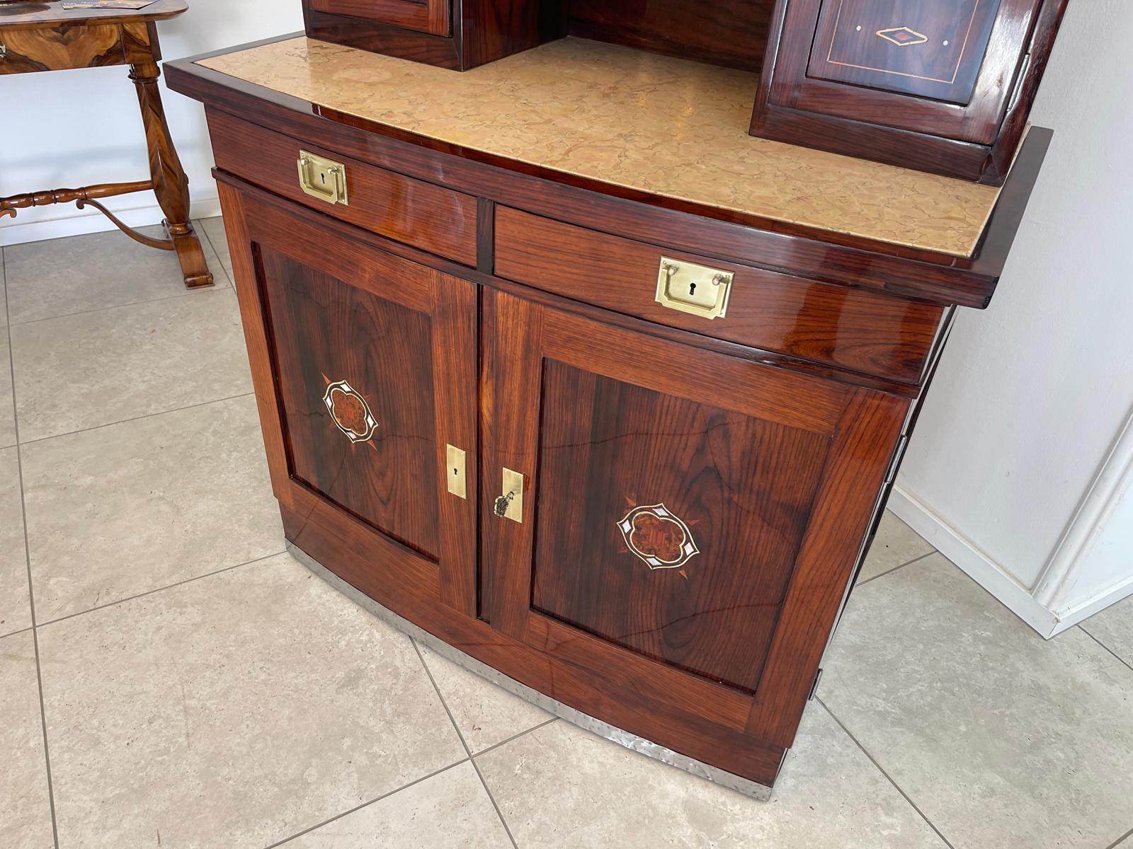 Sale Restauriertes Jugendstil Designerbuffet Aufsatzbuffet Schellack Antiquität G1377-1