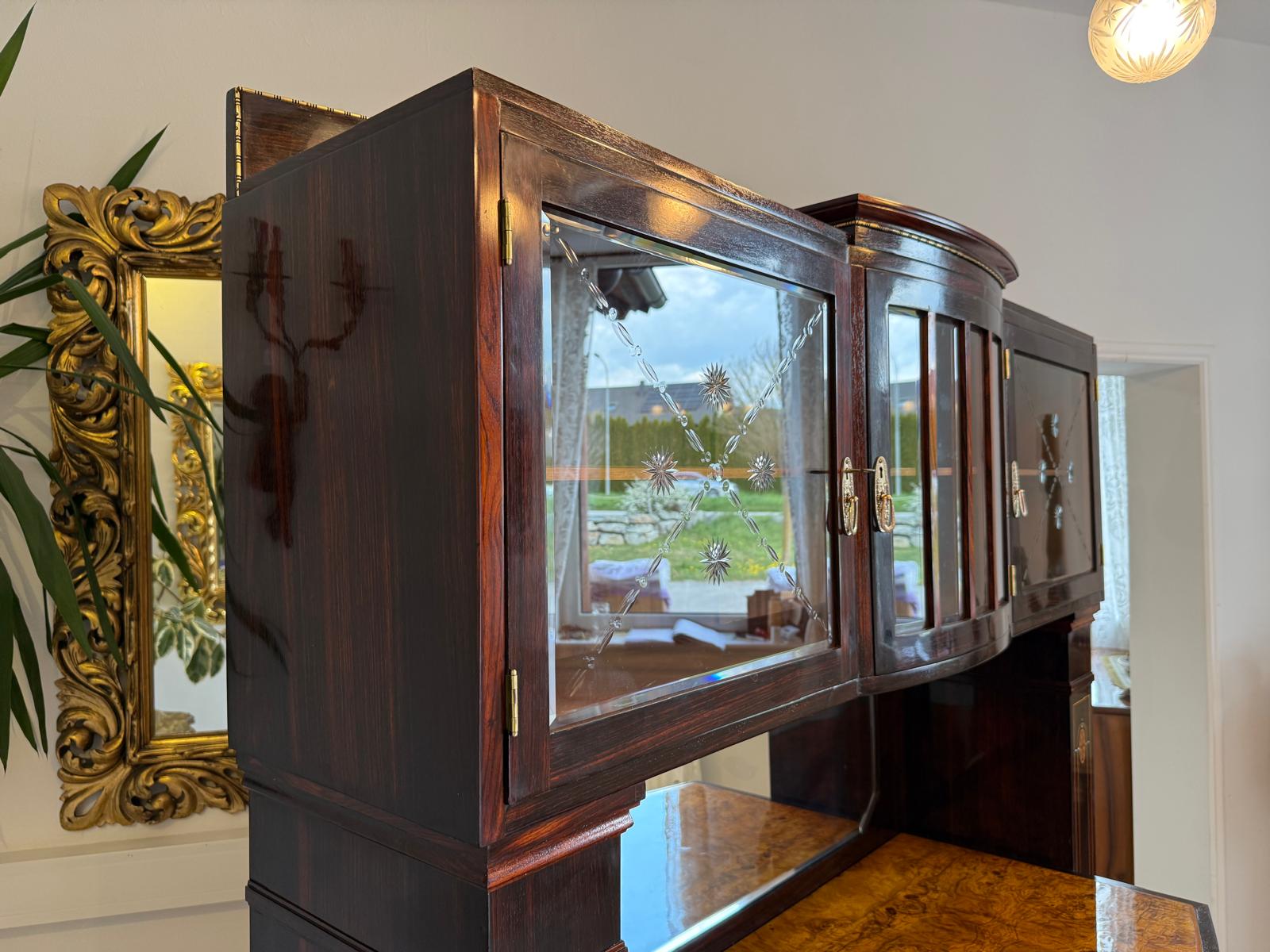 Jugendstil Aufsatzbuffet Antiquität Rarität Floral Restauriert D2376