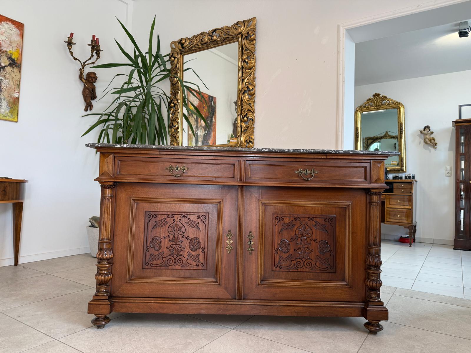 Originale Gründerzeit Anrichte mit Granitplatte Waschtisch Historismus G2769