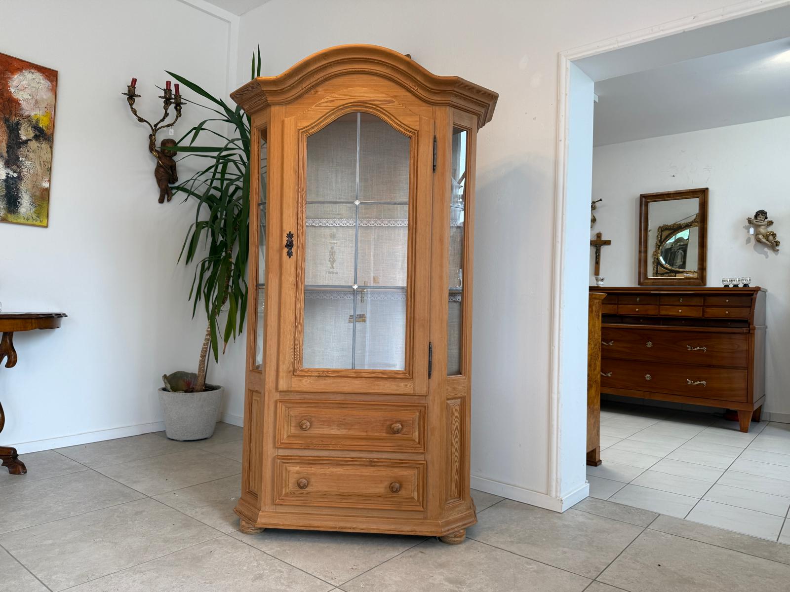 Bäuerlicher Vitrinenschrank Glasschrank Bauernschrank Vitrine um 1980 - G1718