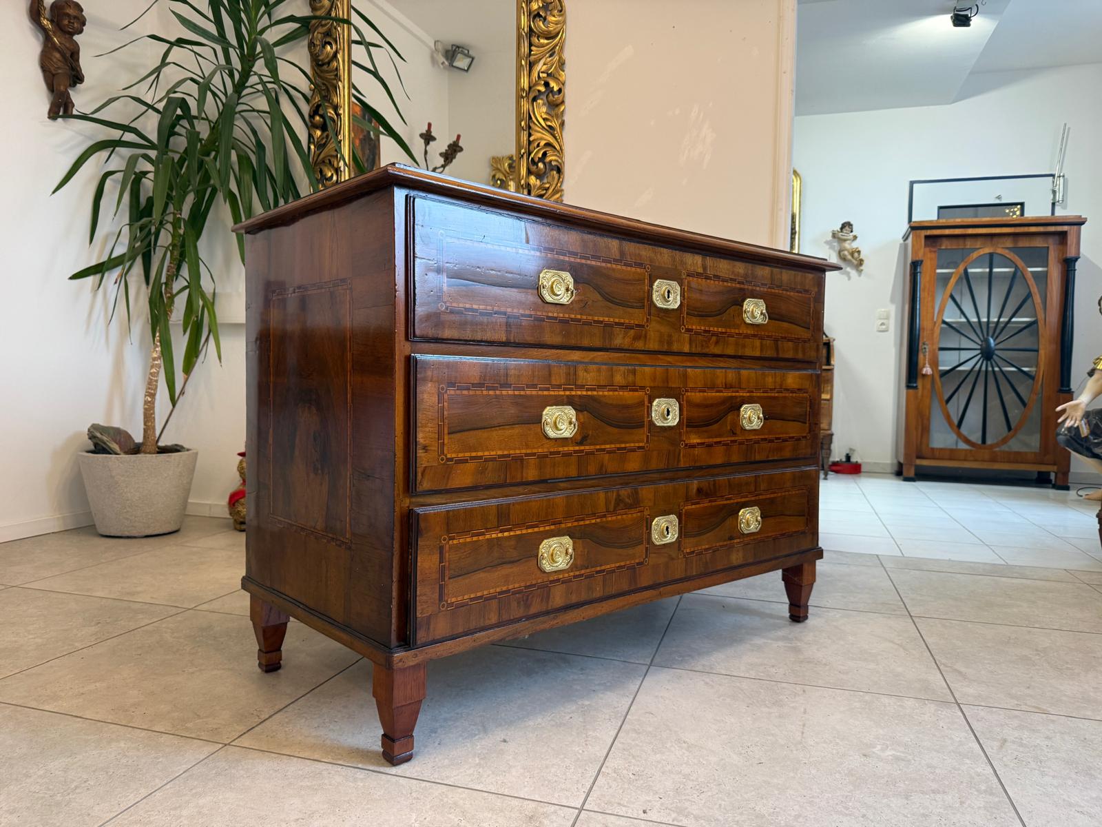 Barock Kommode Obstholz Marketerien Antiquität Nussholz  G2369
