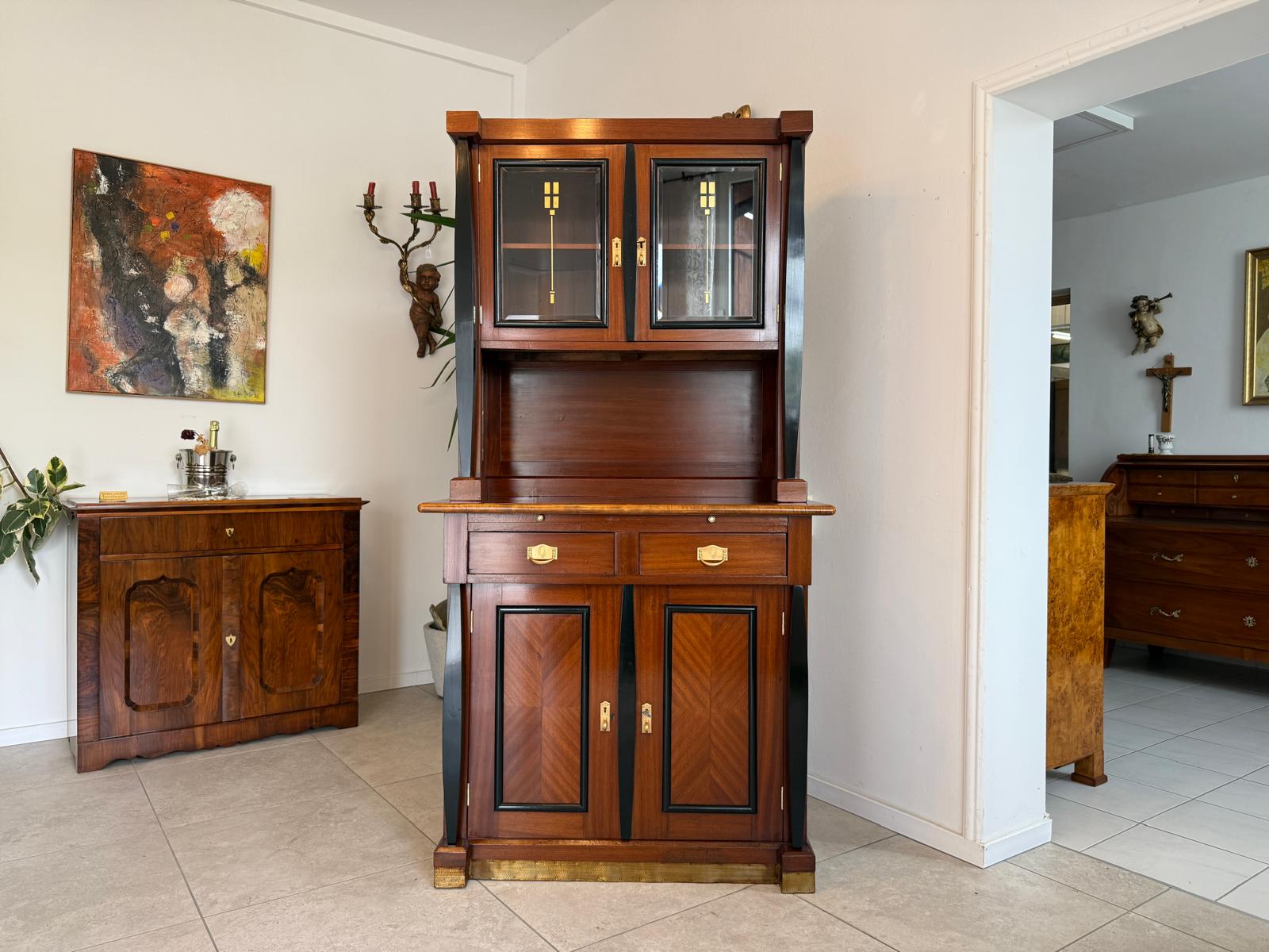 Restauriert Jugendstil Kredenz Bücherschrank Antiquität G1859