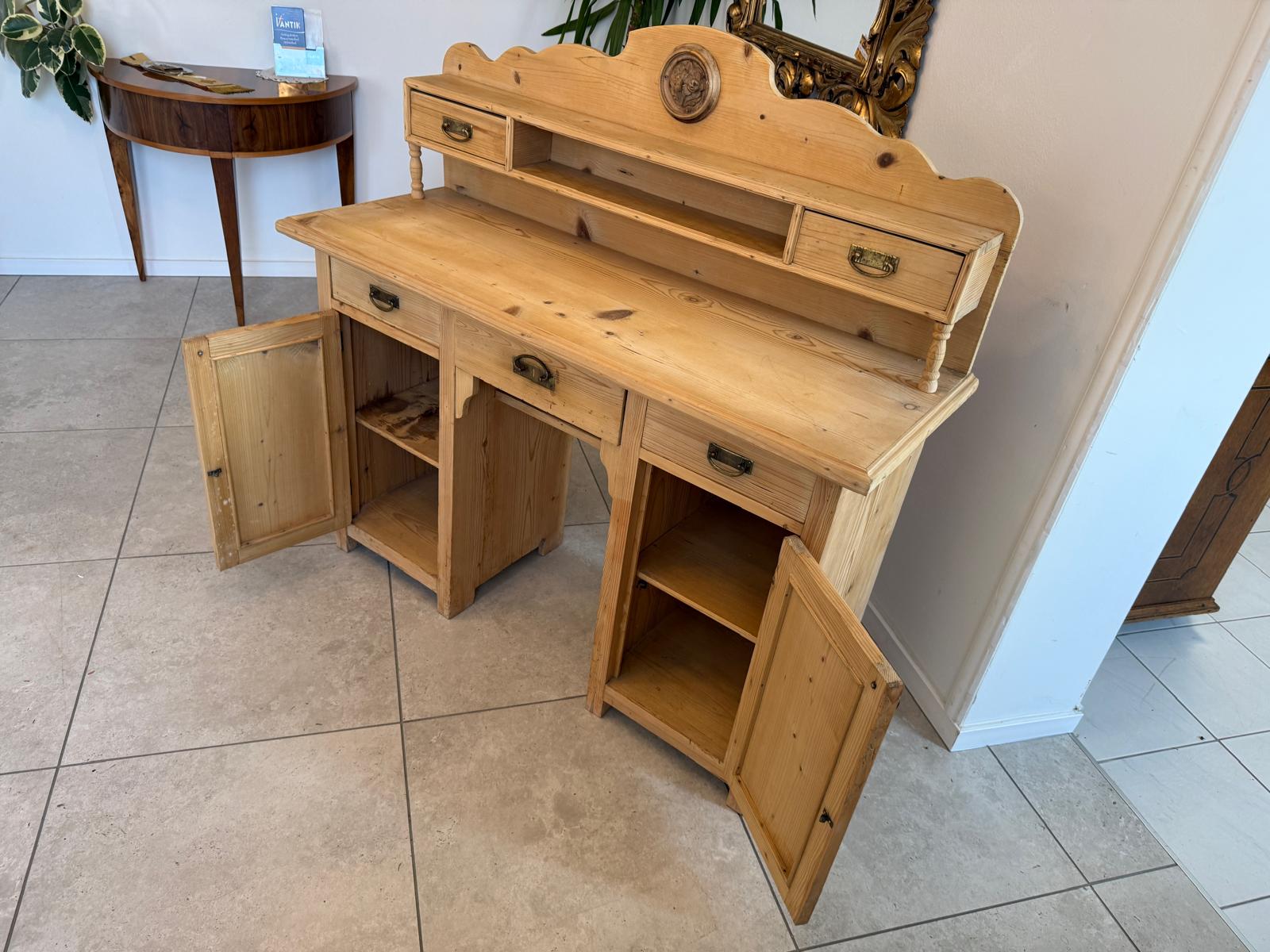 Bäuerlicher Jugendstil Aufsatz Schreibtisch Sekretär Naturholz Antik Alt G1047-1