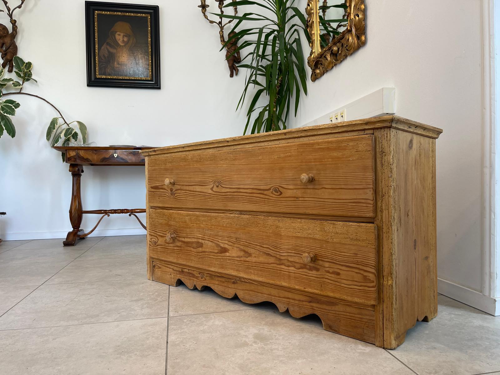 Biedermeier 2 Laden Kommode Antiquität Naturholschrank Bauernmöbel antik G1624