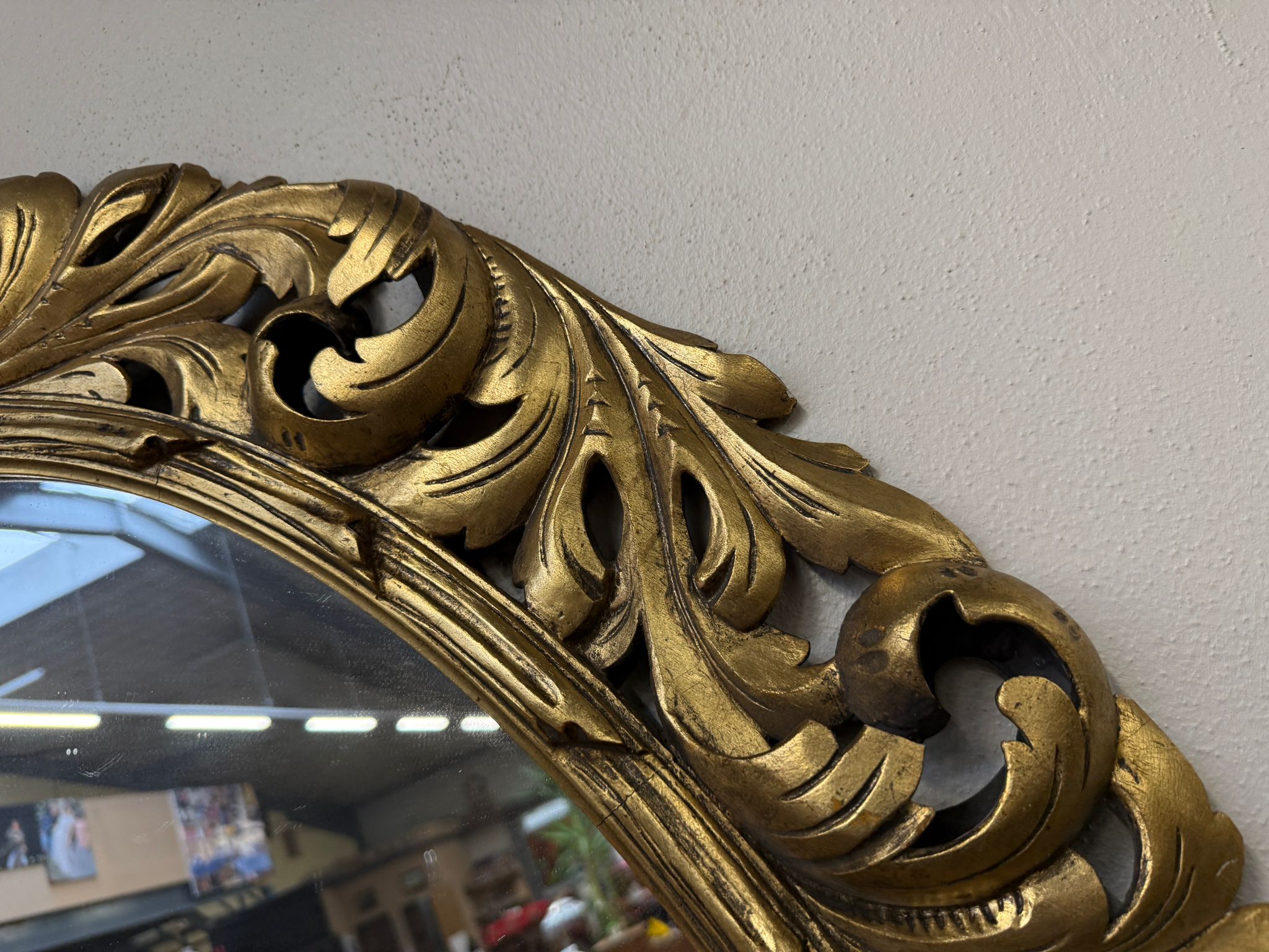 Sale Ovaler Florentiner Spiegel Barockspiegel Akanthusblattschnitzkunst Altvergoldet D1109